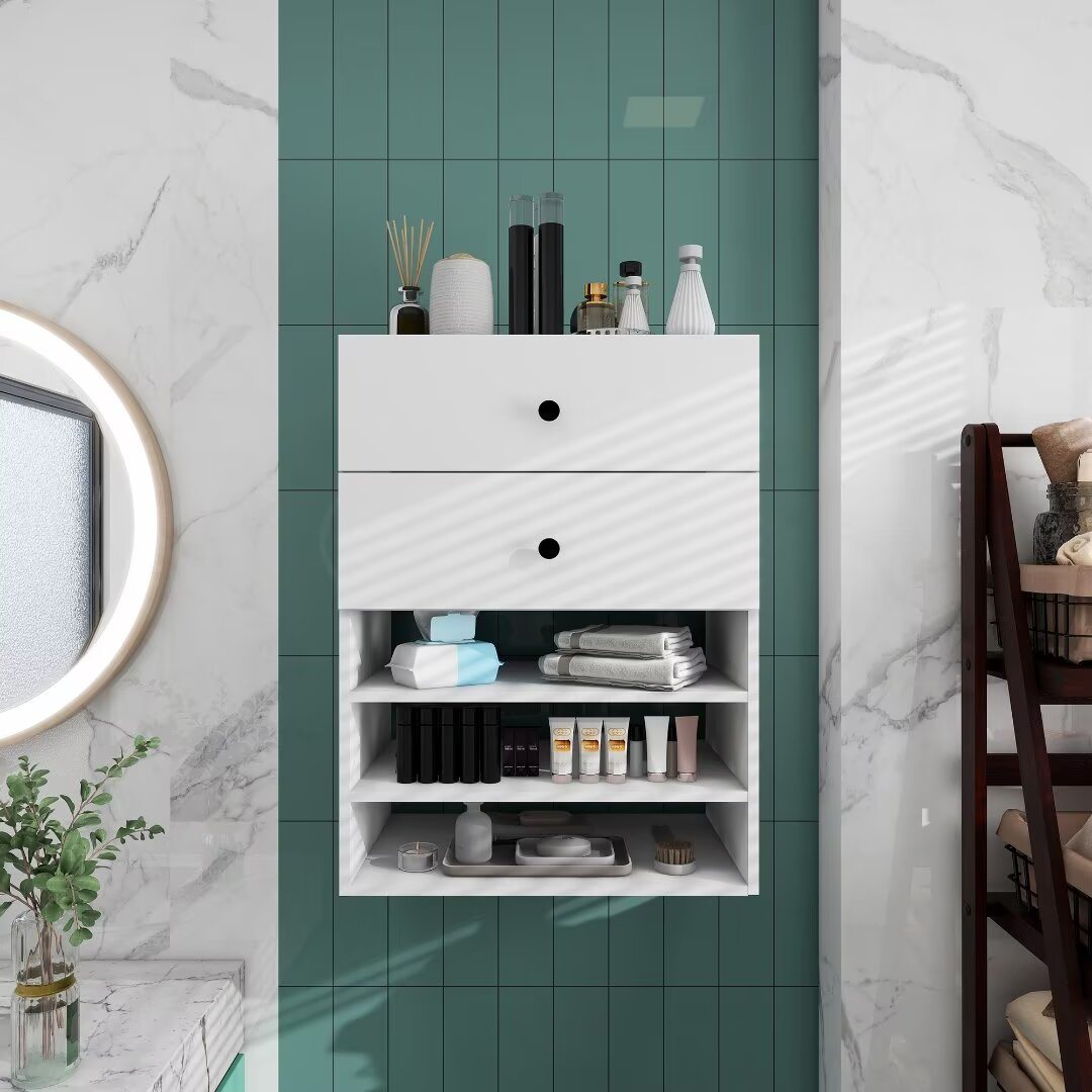 31.2"H Livelylodge Wooden Modular Closet Strorage :Closet Organizer Modern Open Wardrobe Closet System with 4 Shelves for Bathroom White Finish for All Ages