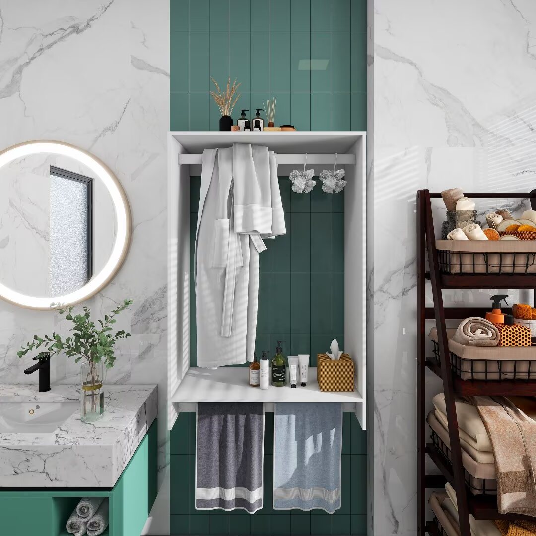 46.8"H Livelylodge Wooden Modular Closet Strorage :Closet Organizer Modern Open Wardrobe Closet System with Hanging rod and Shelf for Bathroom White Finish for All Ages