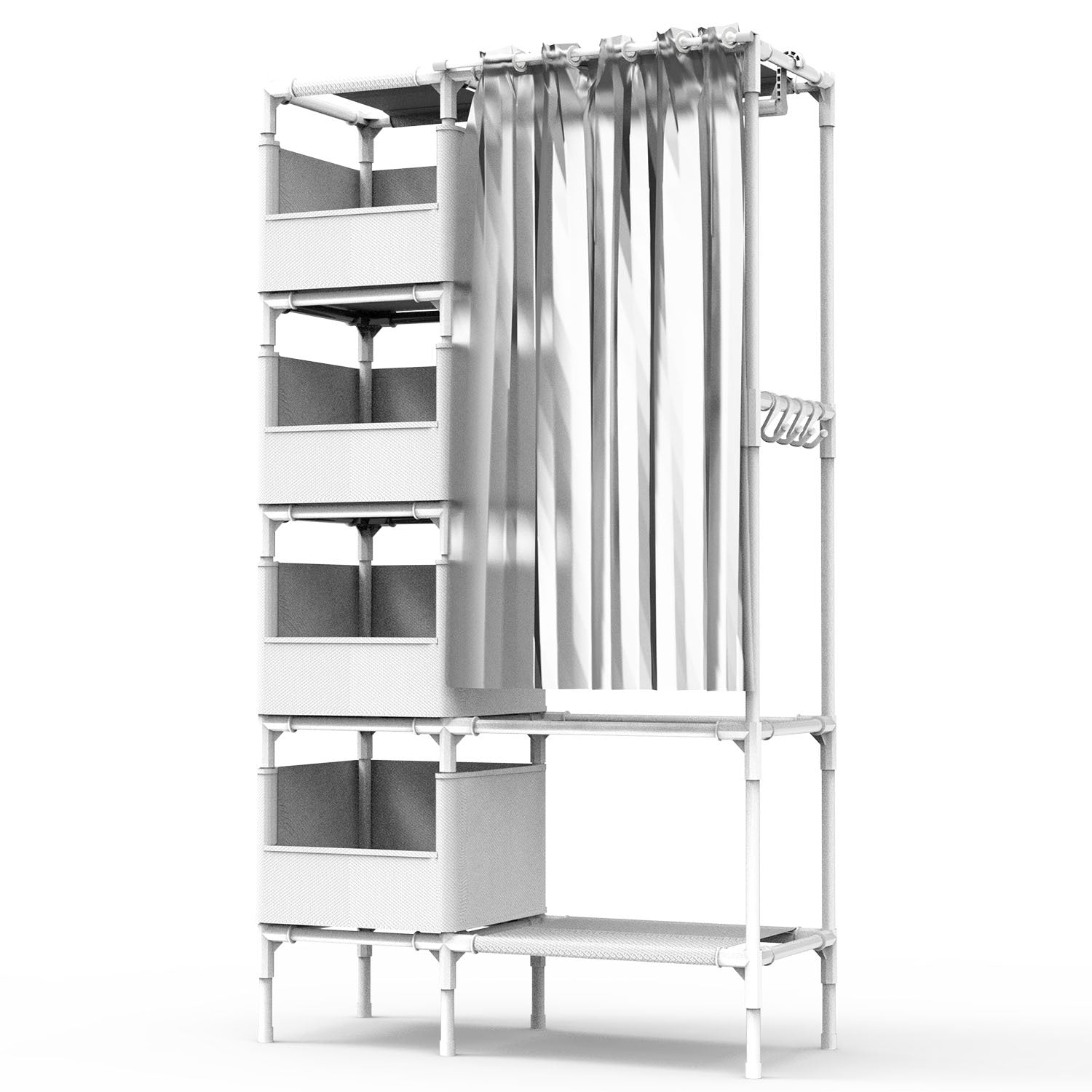 Portable Closet Wardrobe Clothes Storage Cabinet Organizer Garment Hanging Rack Shelves