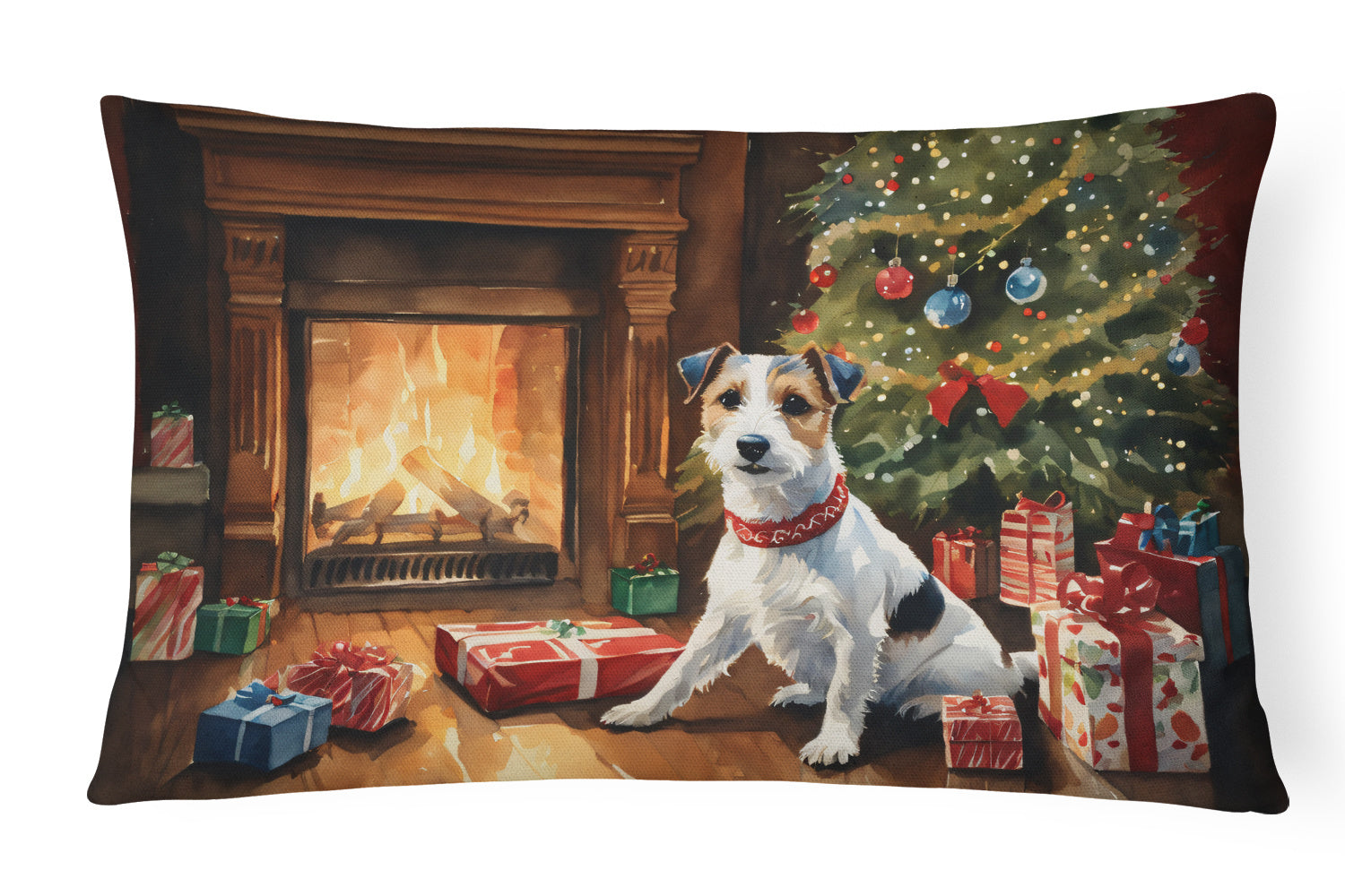 Cozy Christmas Throw Pillow Throw Pillow for Indoor Couch Bed Outdoor Patio Washable, Jack Russell Terrier 2682,12Hx16W