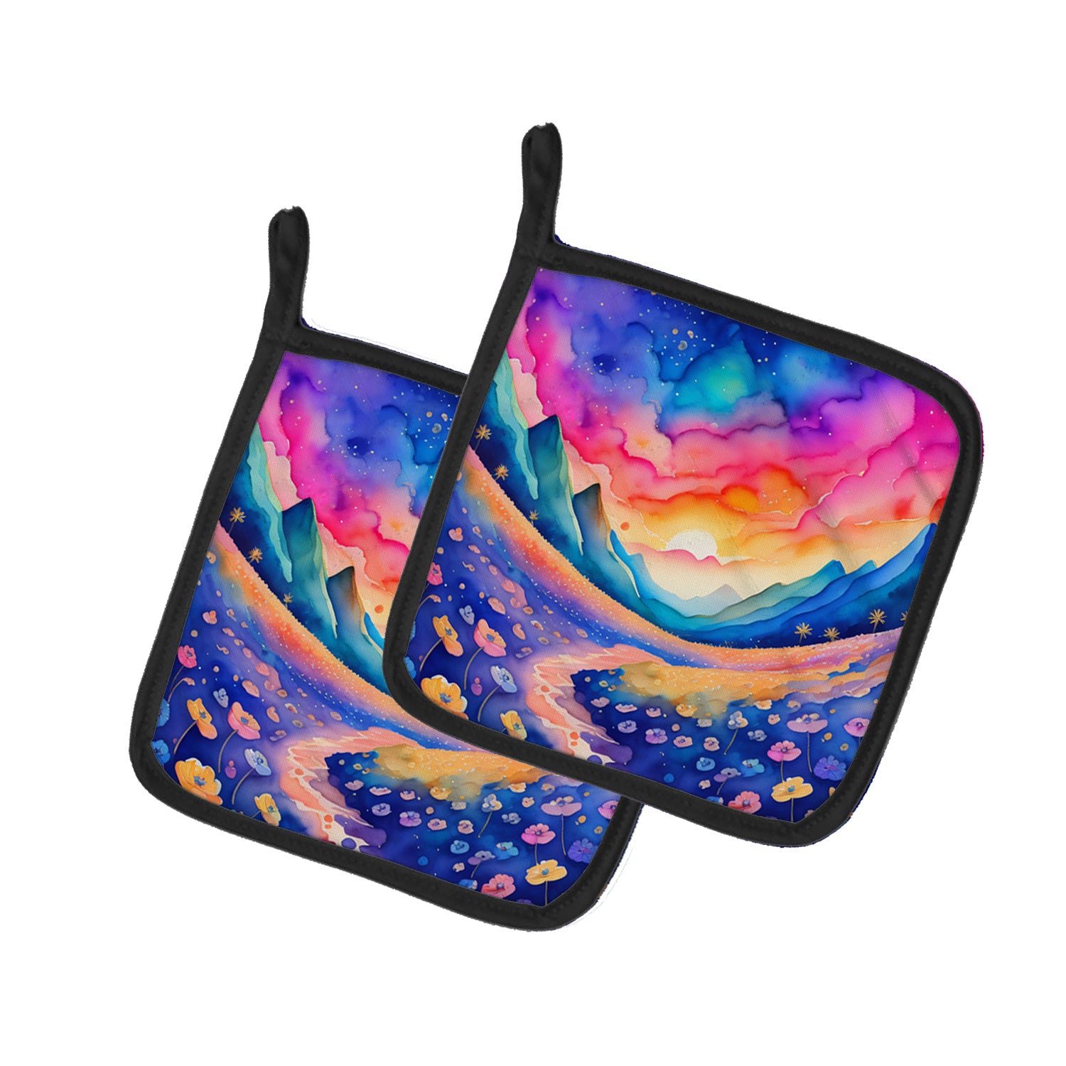 Colorful Periwinkles Pair of Pot Holders Kitchen Heat Resistant Pot Holders Sets Oven Hot Pads for Cooking Baking BBQ, 7 1/2 x 7 1/2