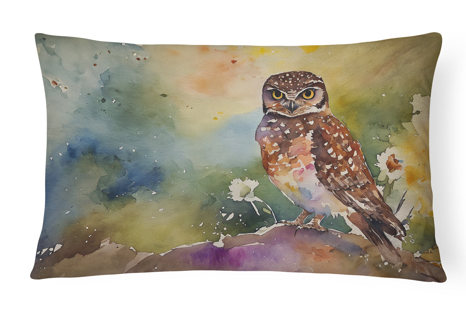 Watercolor Birds Throw Pillow Throw Pillow for Indoor Couch Bed Outdoor Patio Washable, Burrowing Owl 3195,12Hx16W
