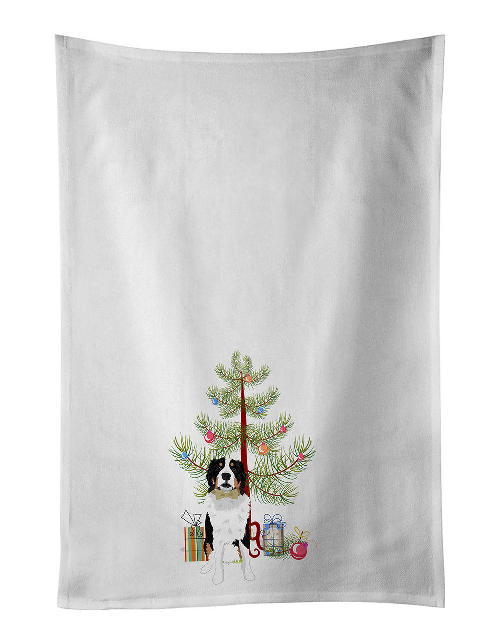 Bernese Mountain Dog #2 Christmas Kitchen Towel Set of 2 White Dish Towels Decorative Bathroom Hand towel for Hand, Face, Hair, Yoga, Tea, Dishcloth, 19 X 28", White
