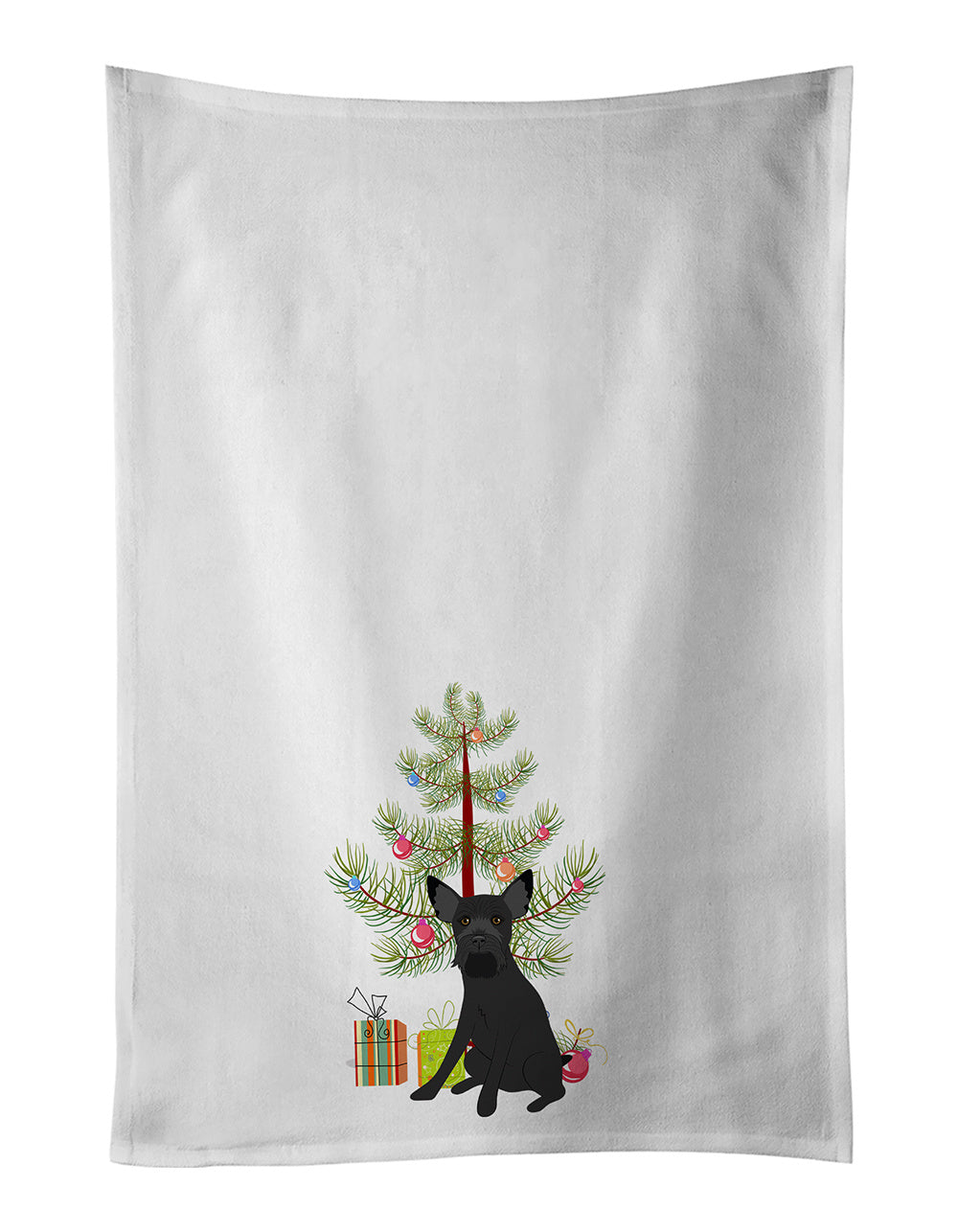 NEW Schnauzer Black #2 Christmas Kitchen Towel Set of 2 White Dish Towels Decorative Bathroom Hand towel for Hand, Face, Hair, Yoga, Tea, Dishcloth, 19 X 28", White