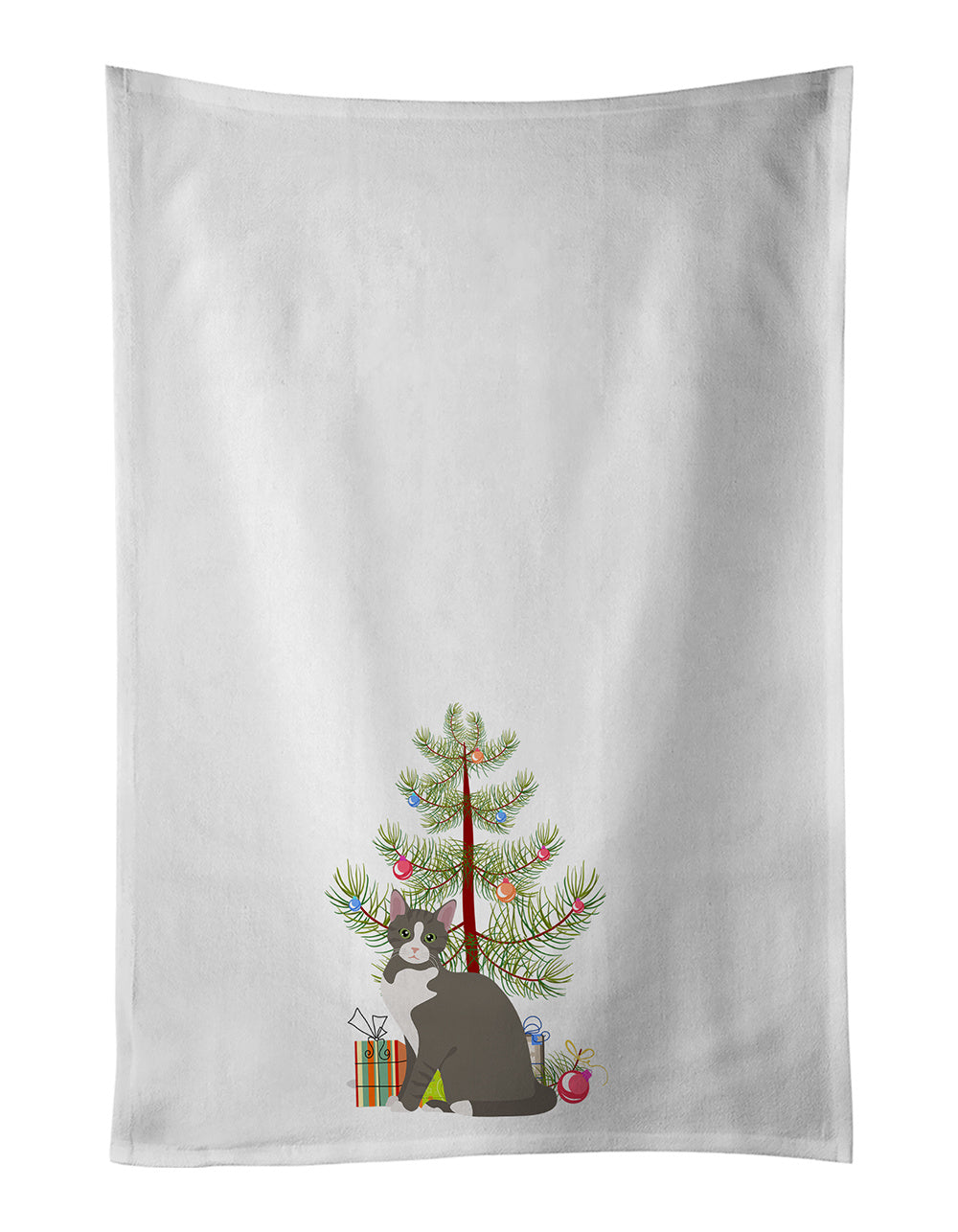 NEW Brazilian Shorthair Cat Christmas Kitchen Towel Set of 2 White Dish Towels Decorative Bathroom Hand towel for Hand, Face, Hair, Yoga, Tea, Dishcloth, 19 X 28", White