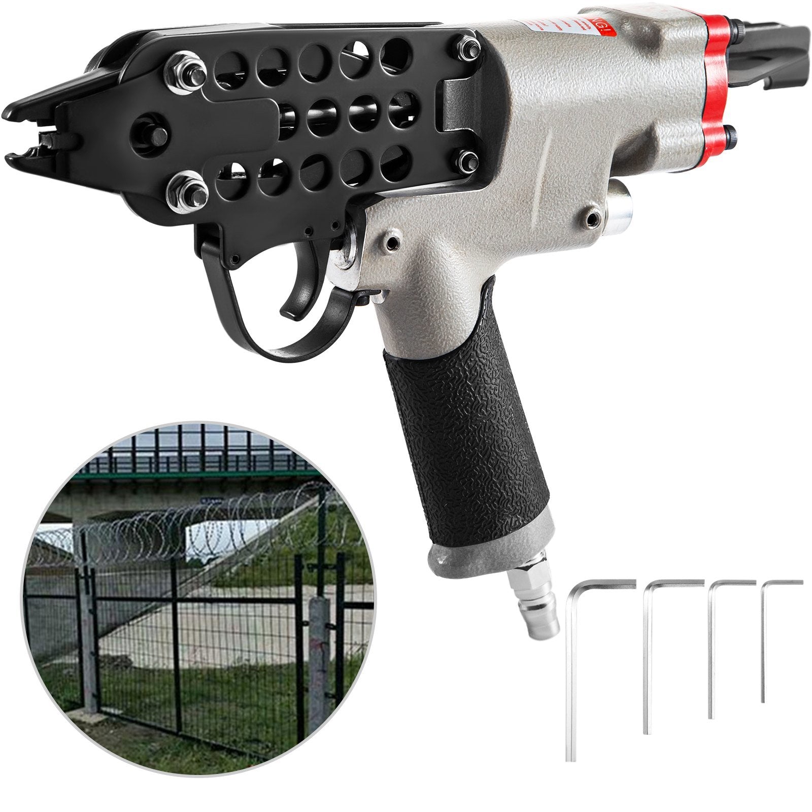 VEVOR Hog Ring Stapler SC760B, Pneumatic Hog Ring Plier 12.5mm, C Ring Pneumatic Gun 16 Gauge, Pneumatic Plier Stapler 3.2mm Closure Diameter, Pneumatic Hog Ring Gun for Mattress