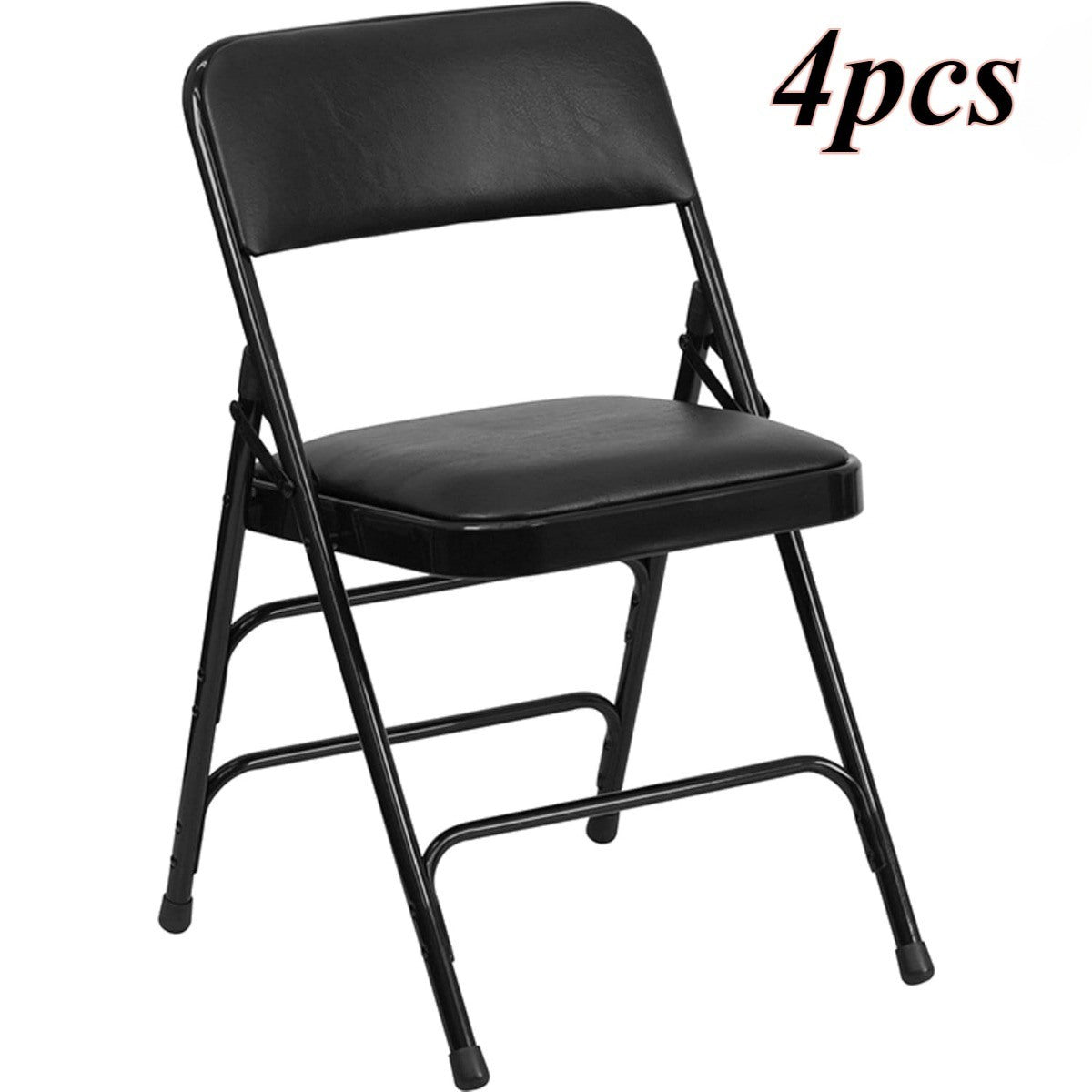 4pcs Metal Folding Chairs for Parties and Weddings, Commercial Event Chairs with Padded Seats, 300-lb. Static Weight Capacity, Black