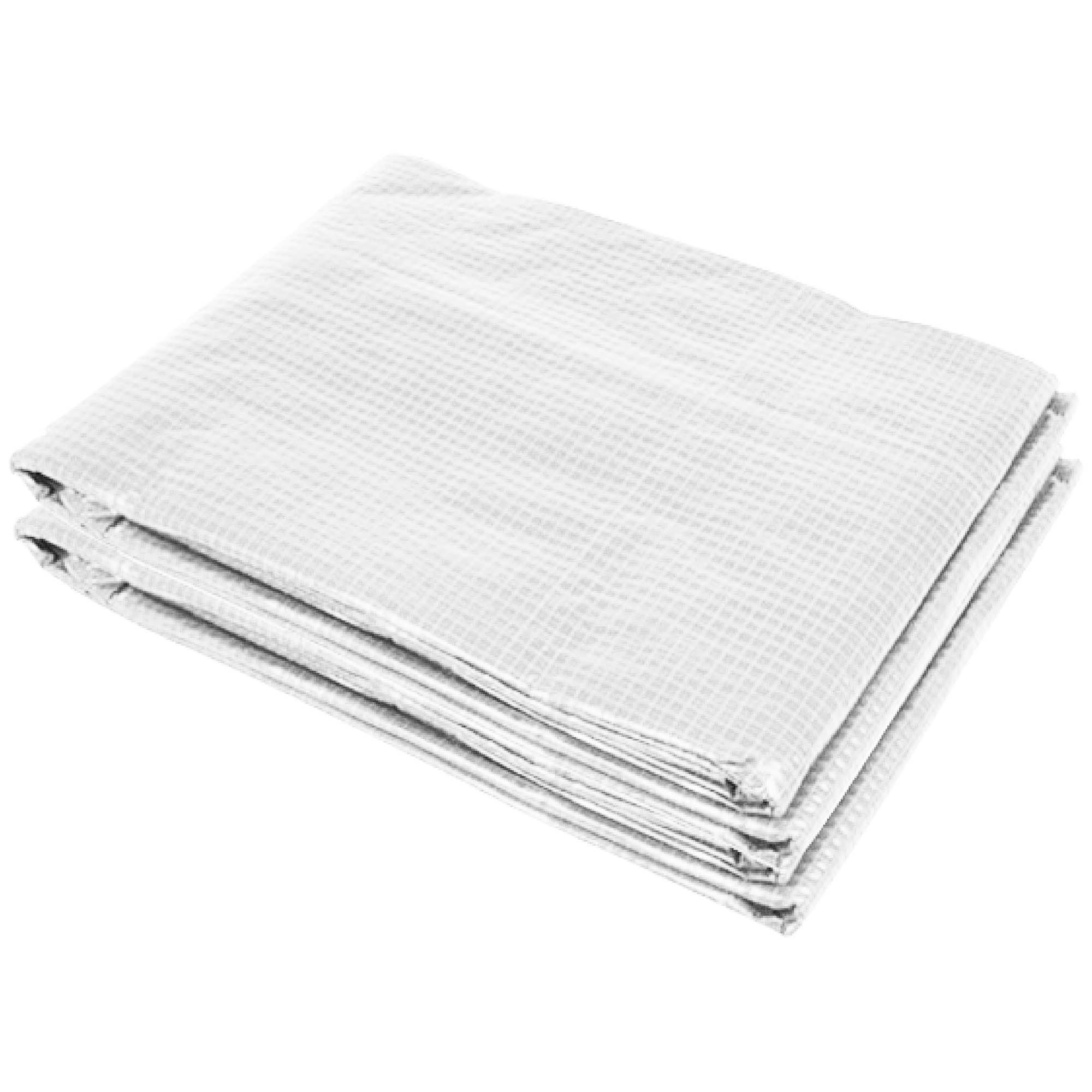 9.8' x 6.6' x 6.6' Plastic Greenhouse Cover Replacement, Heavy Duty Waterproof Tarp for Hoop House, Sheeting with 6 Windows, Door & Reinforcement Grid, White