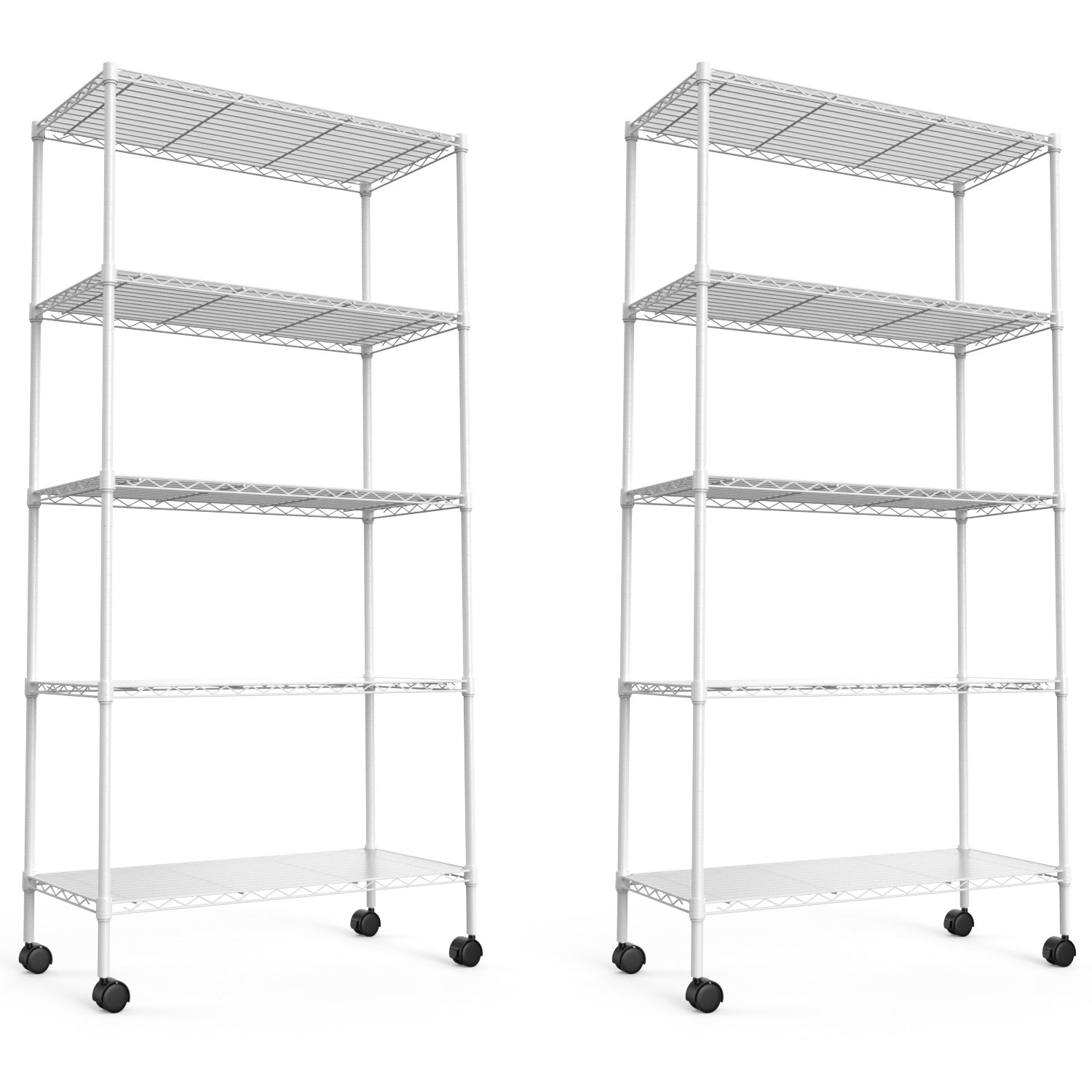 2 Pack 5 Tier Shelf Wire Shelving Unit, NSF Heavy Duty Wire Shelf Metal Large Storage Shelves Height Adjustable Utility for Garage Kitchen Office Commercial Shelving Steel Layer Shelf - White