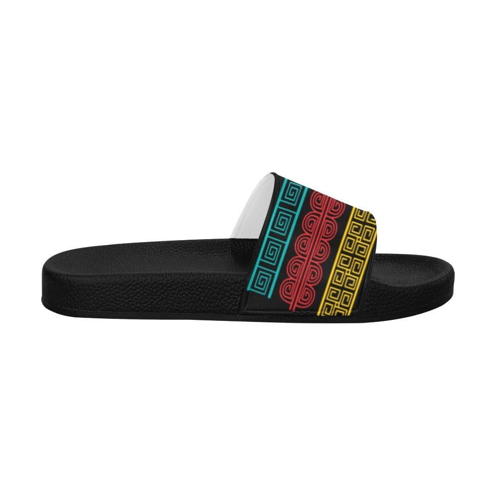 Mens Slide Sandal, African Geometric Print