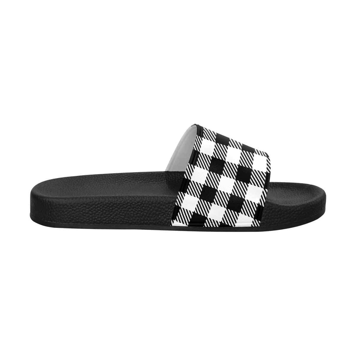 Mens Slide Sandals, Buffalo Plaid Black And White