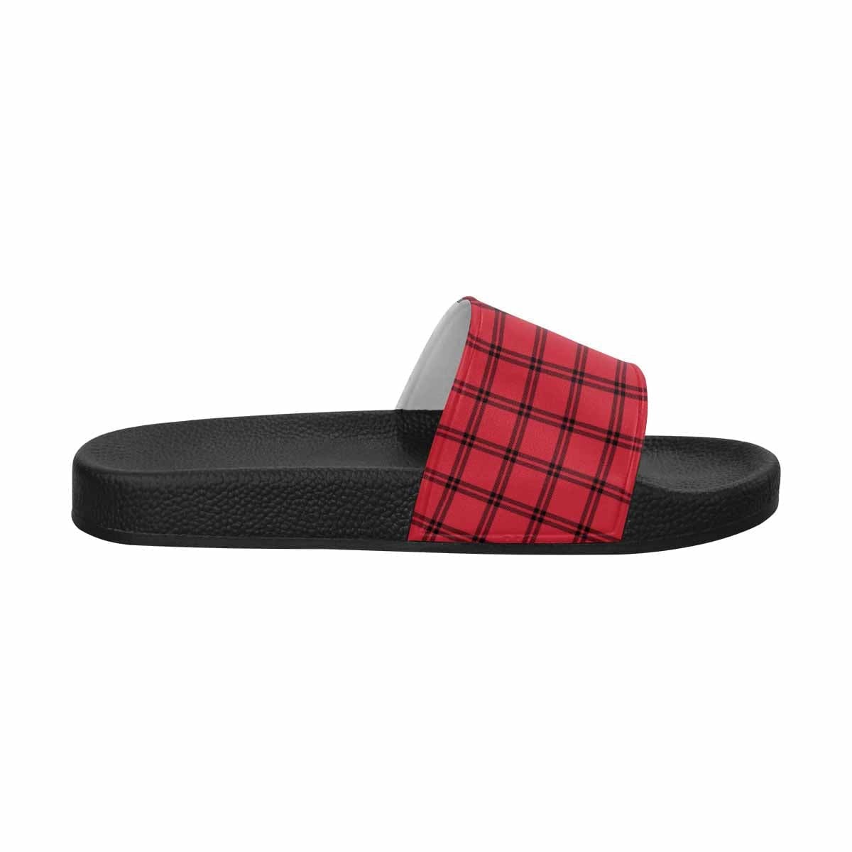 Mens Slide Sandals, Buffalo Plaid Red