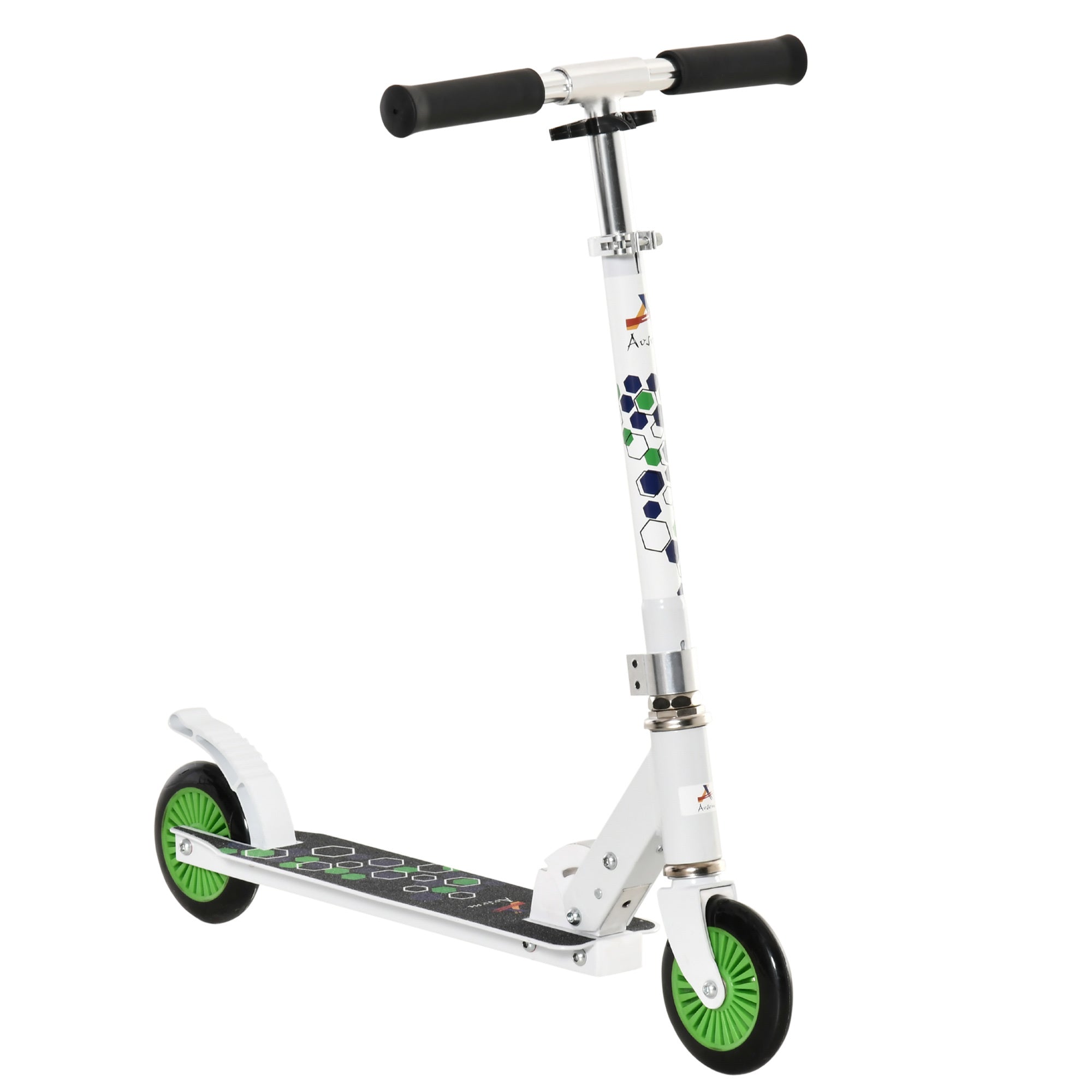 One-click Folding Kids Kick Scooter w/ Adjustable Handlebar, Push Rider with Kickstand, Dual Brake System, Durable Wheels & Sturdy Bearings, for Boys
