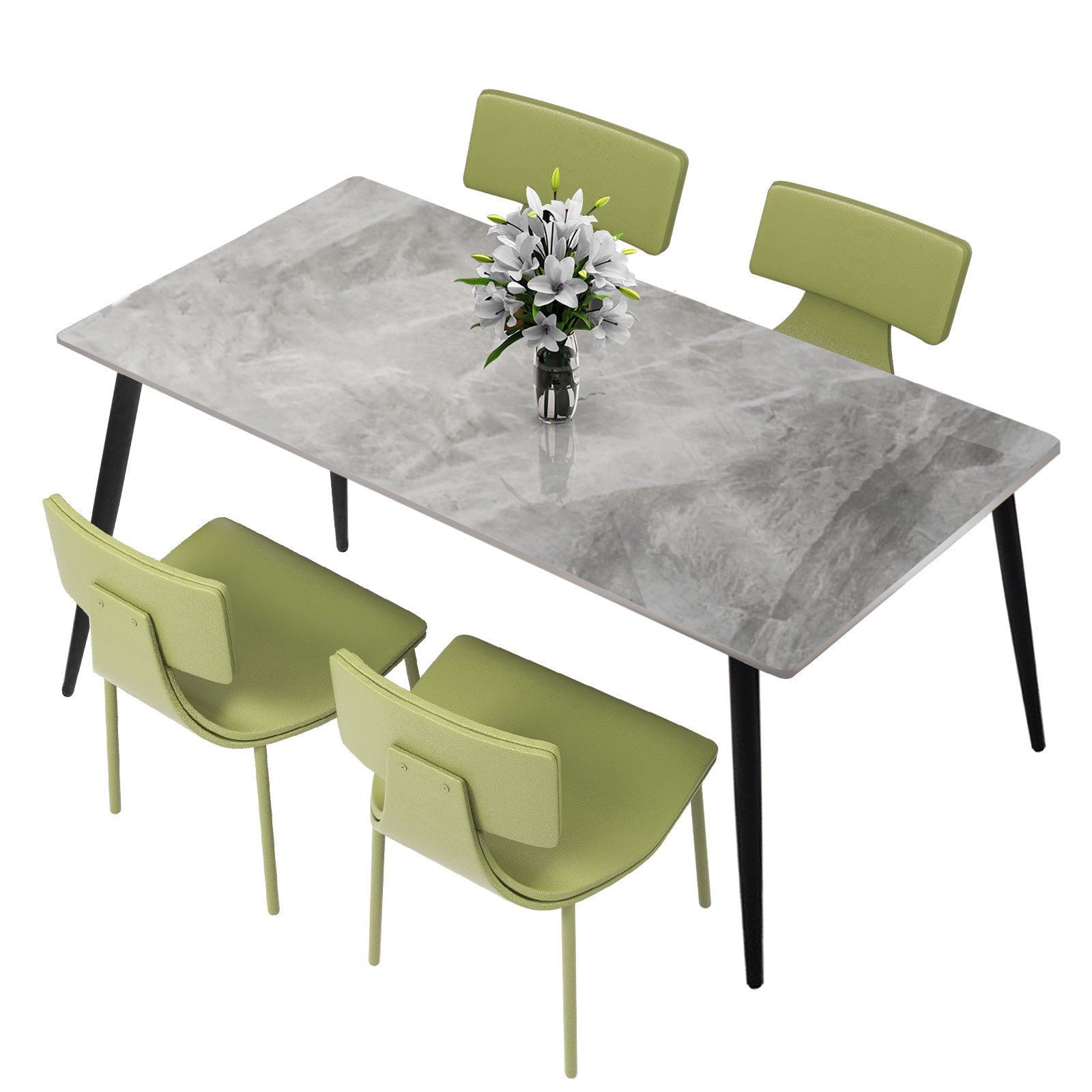 Dining Table Sintered Stone Table Marble Table Porcelain Dining Table for Kitchen, Living Room, 63 inch Grey Table Only