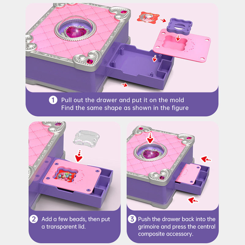 Girls Jewelry Making Kit DIY Arts And Crafts Gifts, Necklace Pendant & Bracelet Crafting Set Versatile Magic Sticker Machine Magic Book Children's DIY