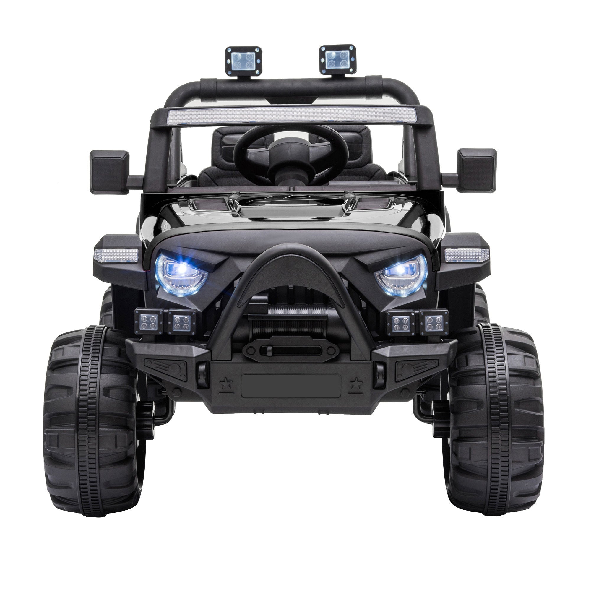 12V Electric Motorized Off-Road Vehicle, 2.4G Remote Control Kids Ride On Car, Head/Rear Lights, Music, Rear Spring Suspension,Black