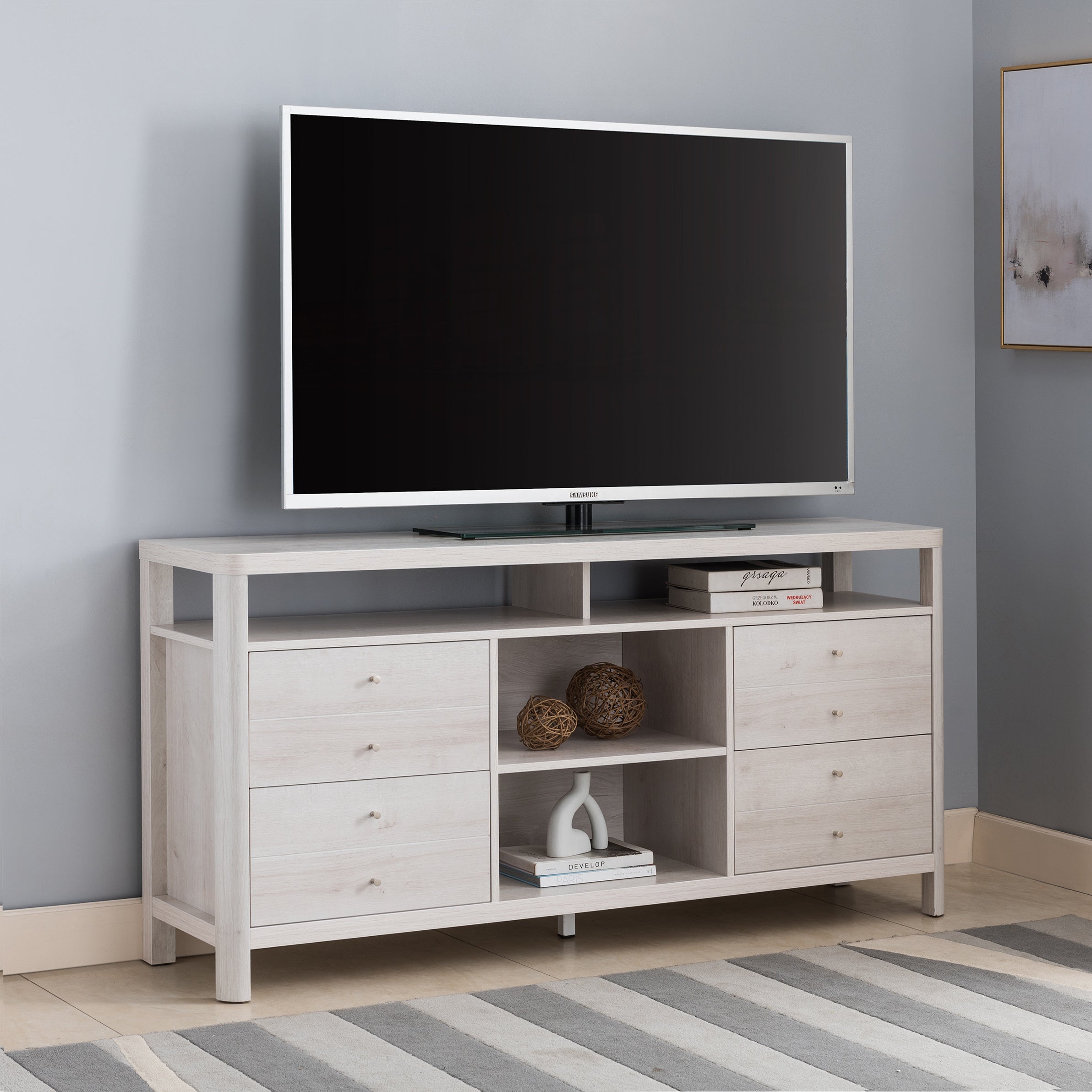 ID USA 212956 TV Stand/Buffet White Oak