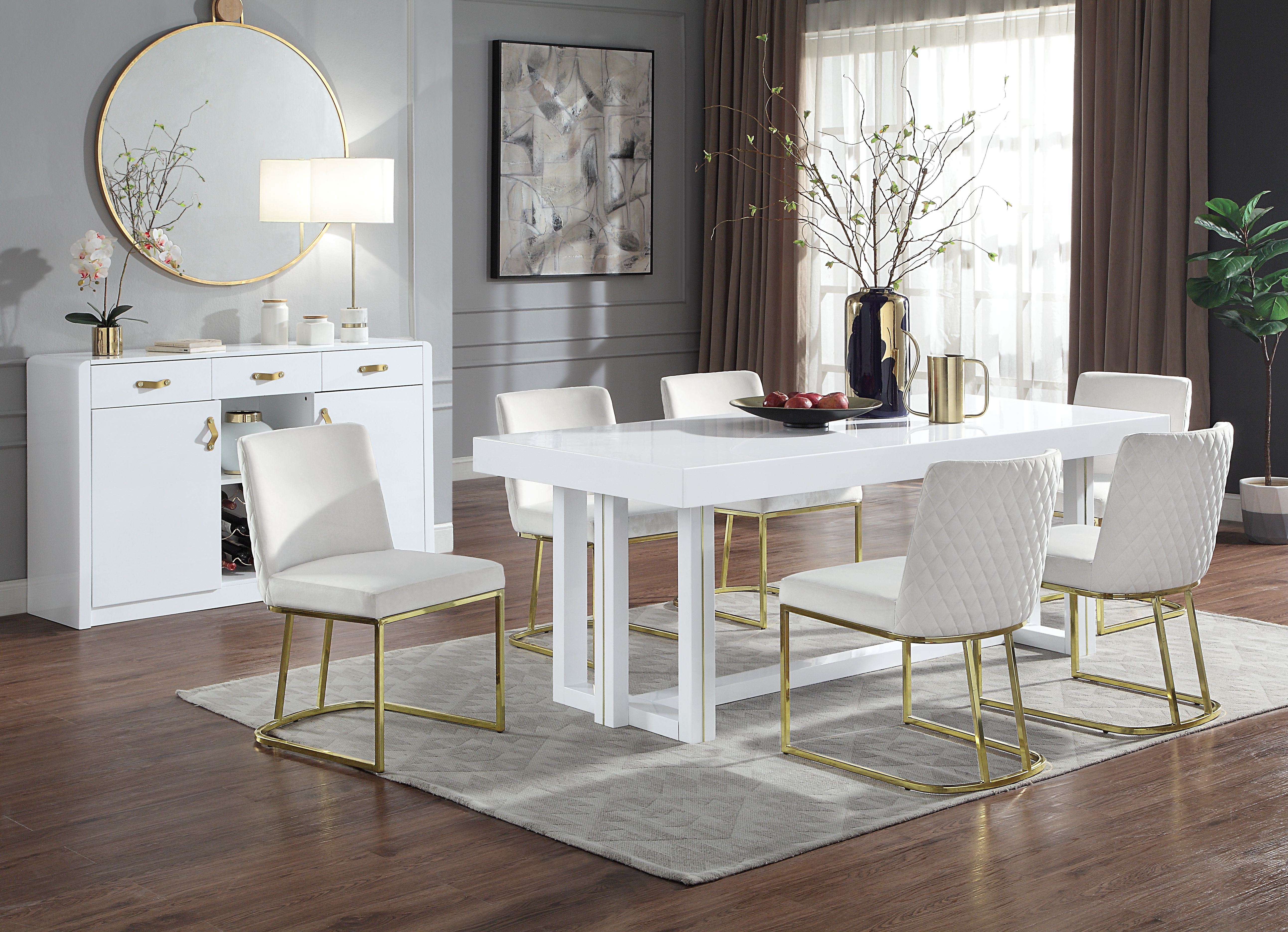 ACME Paxley Dining Table, White High Gloss Finish DN01610