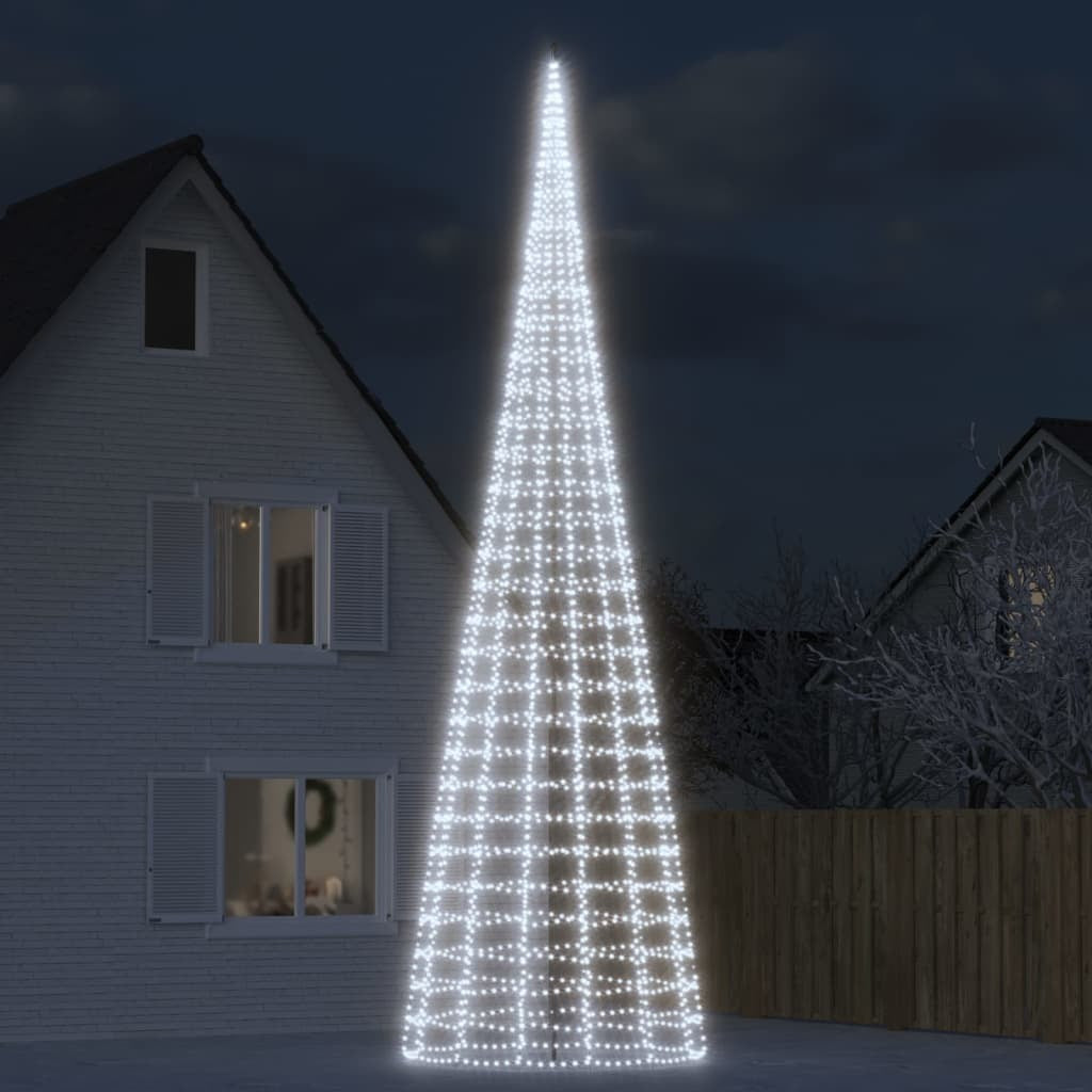 Christmas Tree Light on Flagpole 3000 LEDs Cold White 315"