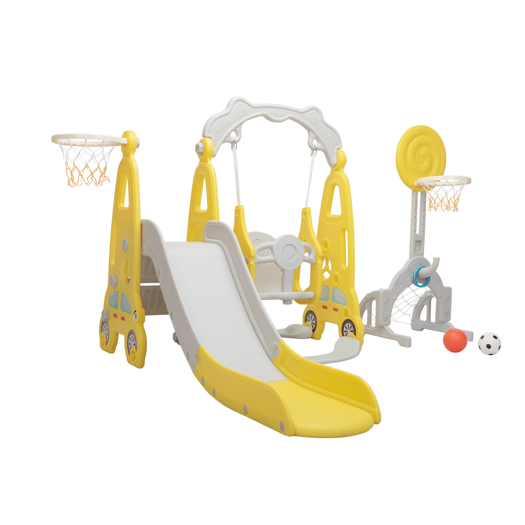 5-in-1 slide Car - yellow gray
