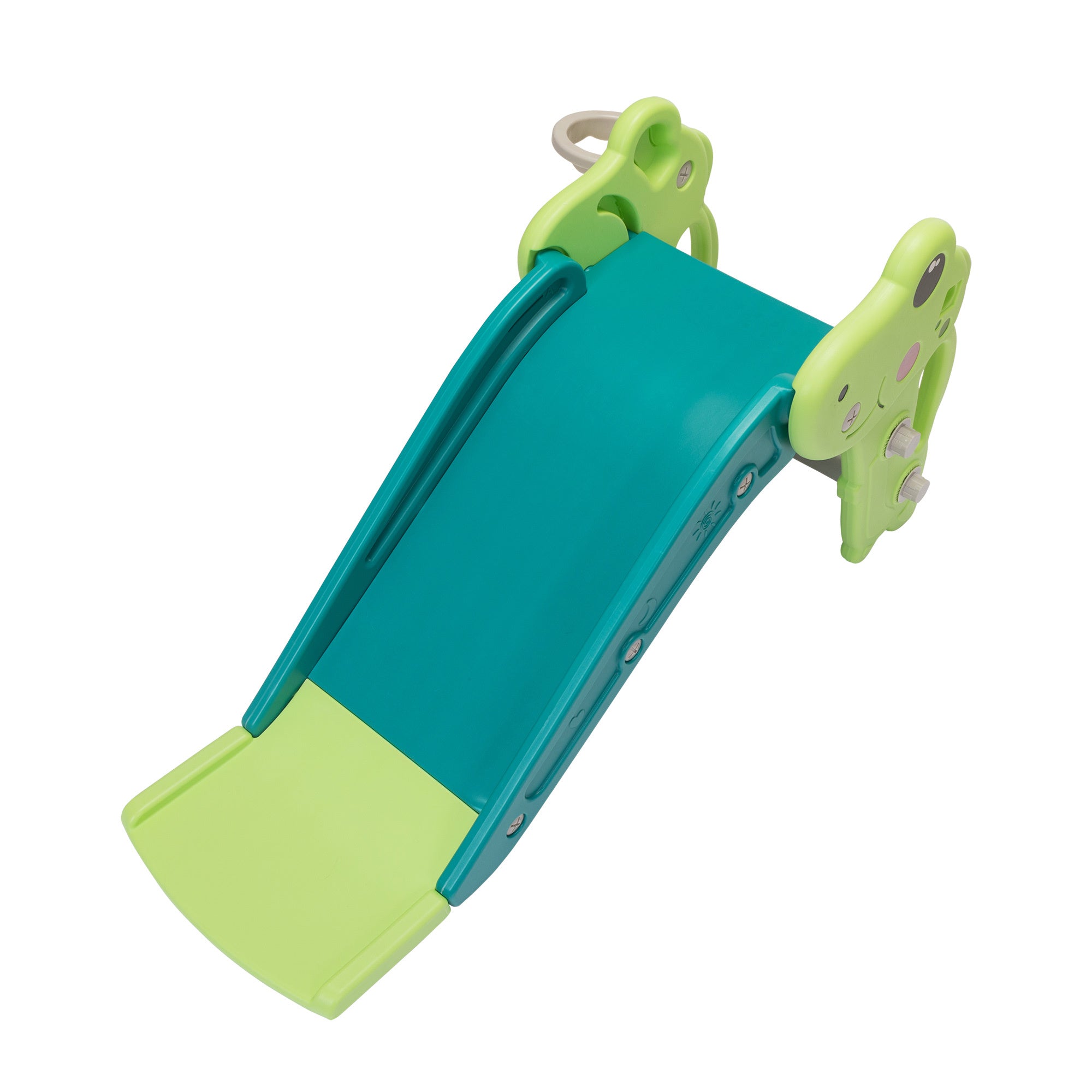 Kids Slide, Freestanding Toddler Climber with Basketball Hoop for Indoor and Outdoor Play, Green