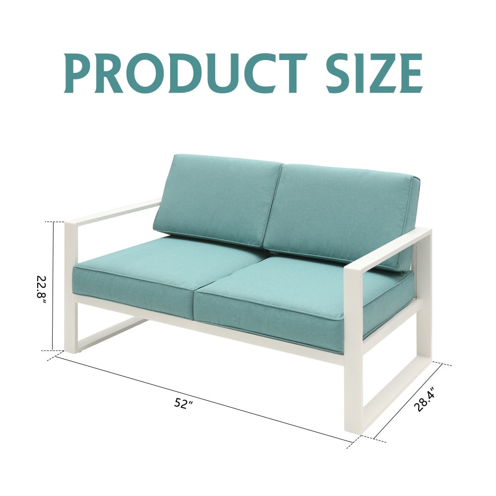 Hot Sale Aluminum Comfy 2 Seat Twin Green Couch Patio Couches For Outdoor Furniture