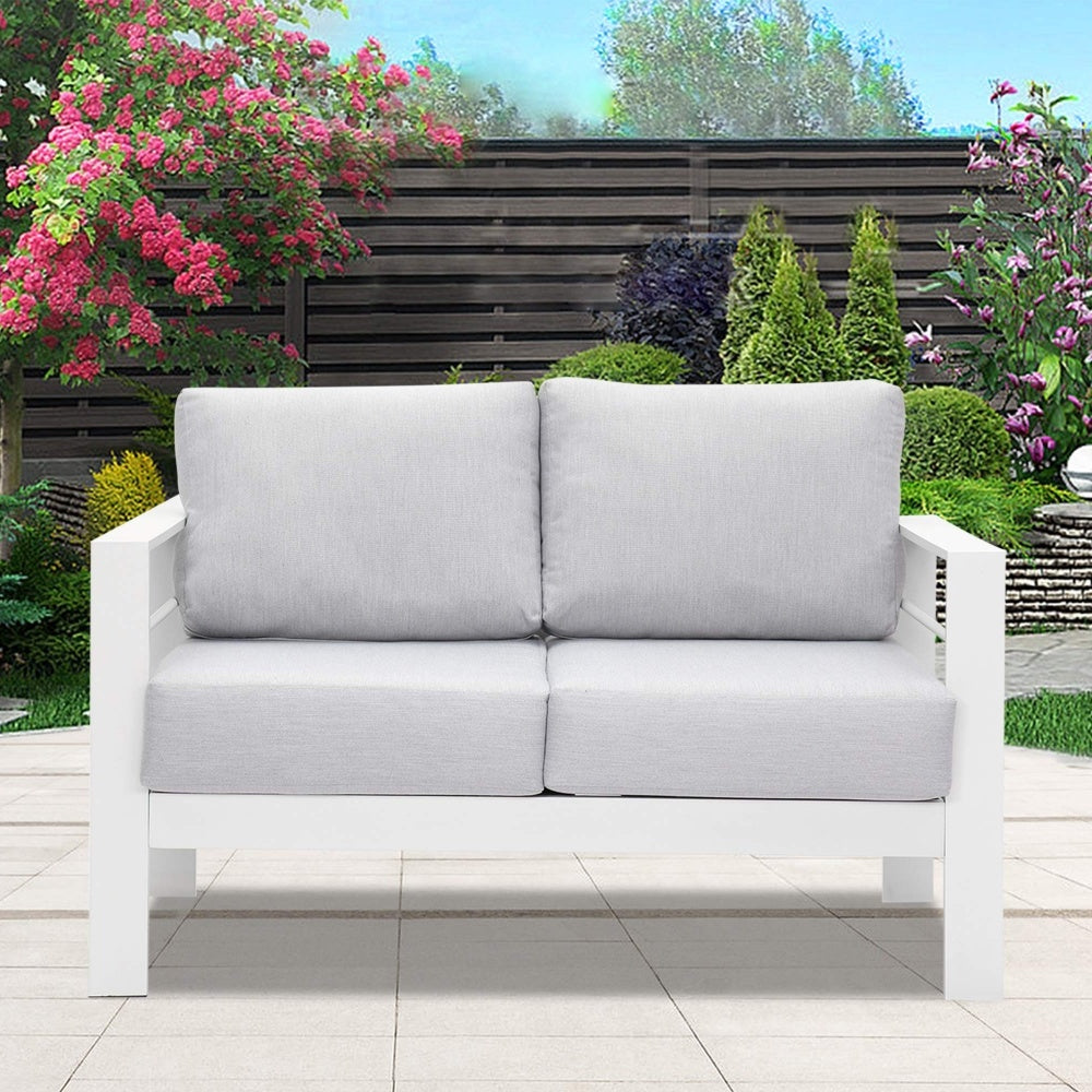 Wholesale Aluminum Double Two Seater Couch Modern Sofa White Furniture For Patio Outdoor