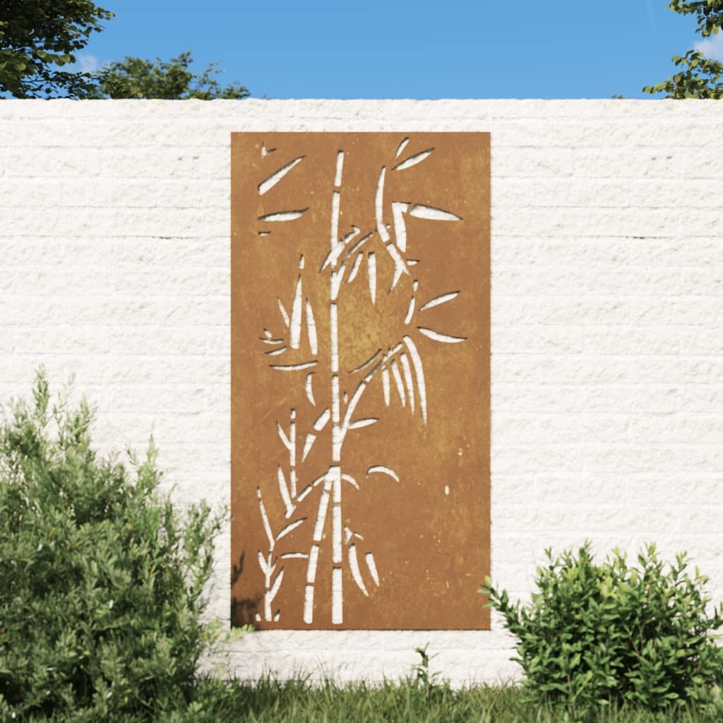 Patio Wall Decoration 41.3"x21.7" Corten Steel Bamboo Design