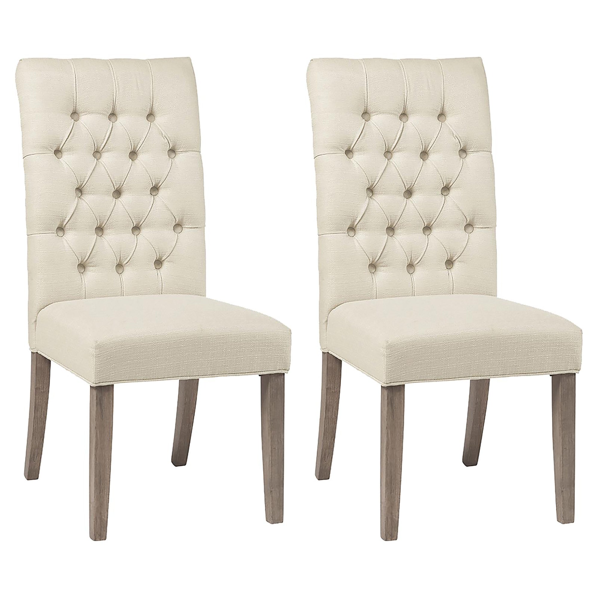 Oatmeal and Vineyard Oak Tufted Back Parson Chairs (Set of 2)