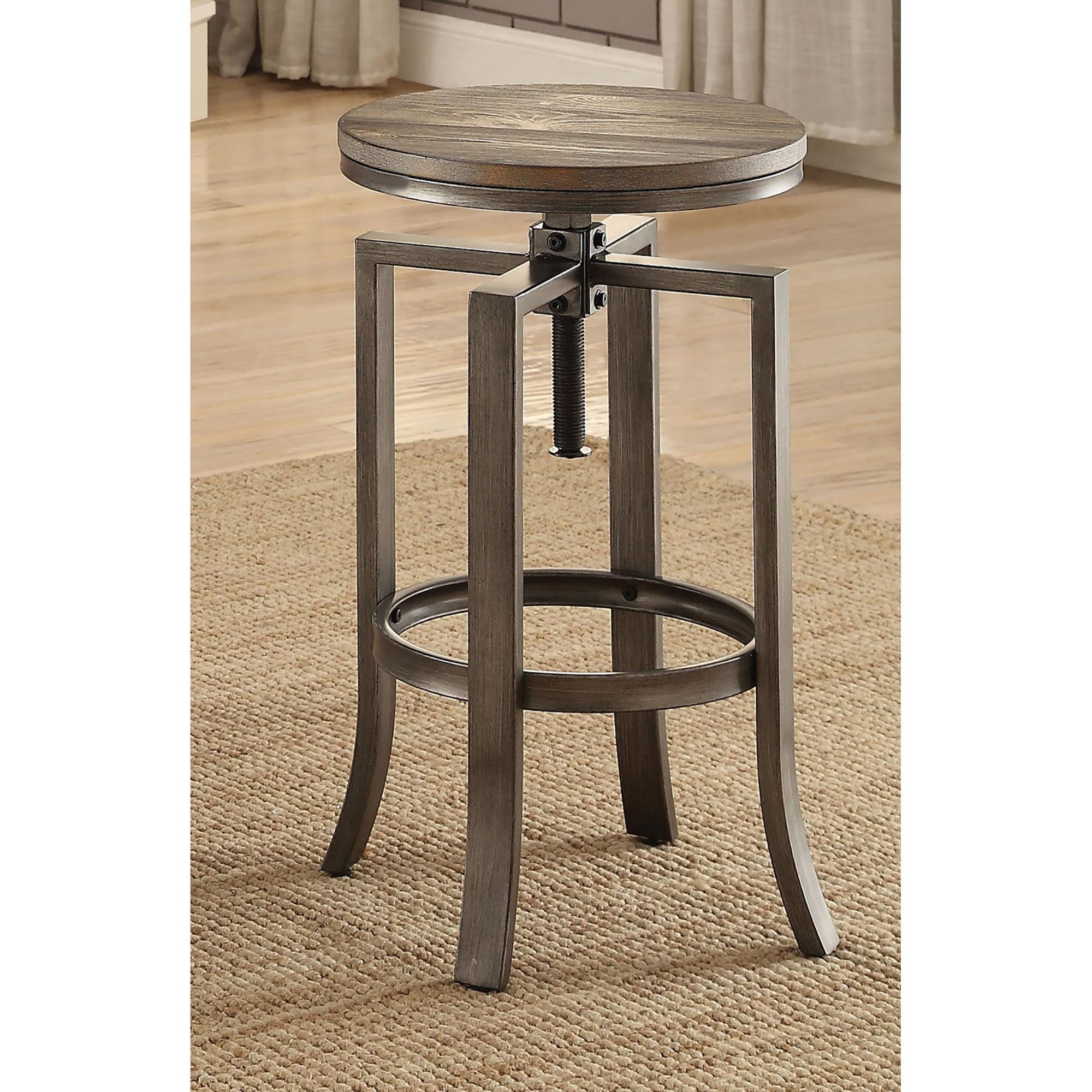 Brushed Nutmeg and Slate Grey Adjustable Bar Stool (Set of 2)
