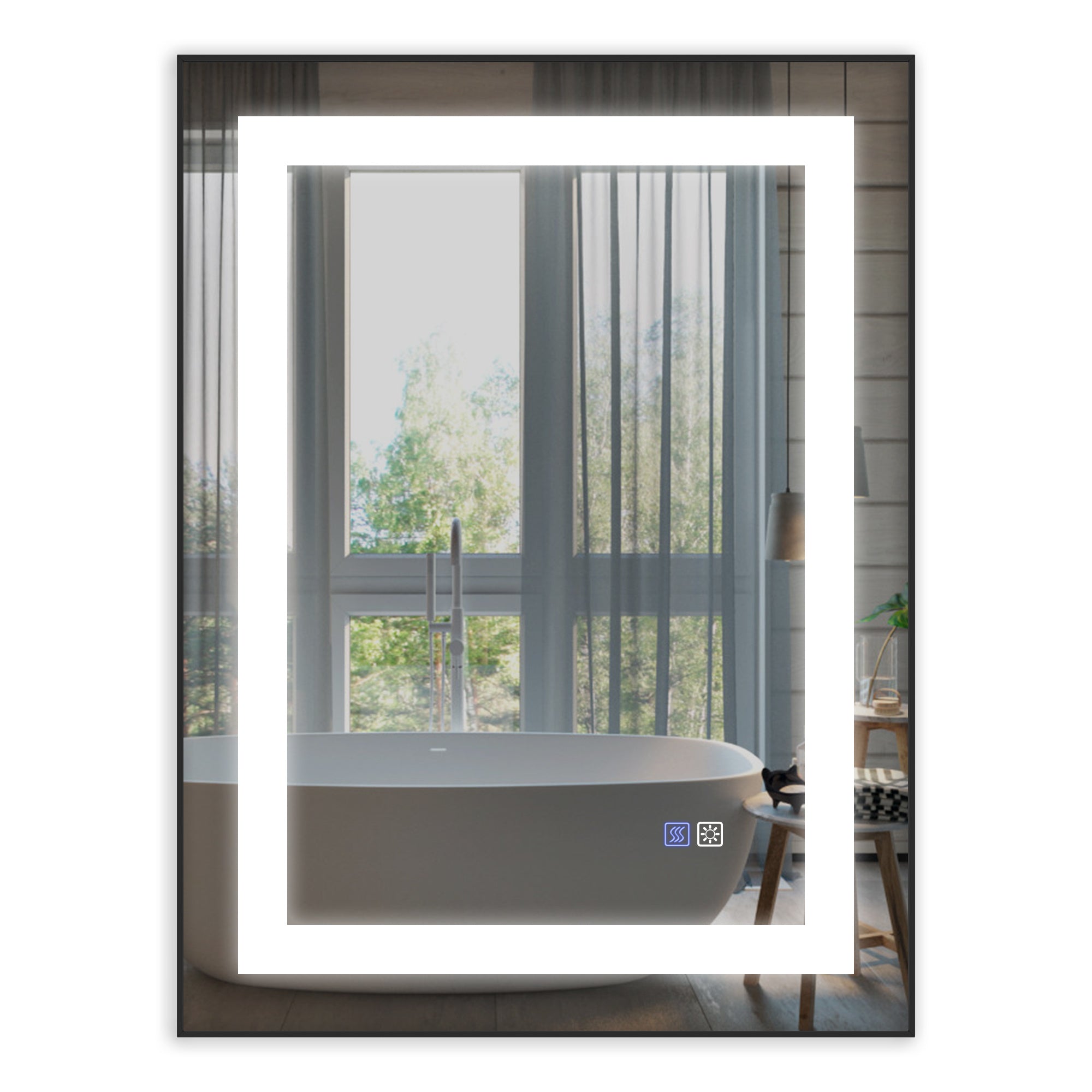 LED Bathroom Vanity Mirror with Front Light, 24x32 inch, Anti Fog, Dimmable,Color Temper 5000K,Matte Black Frame, Vertical & Horizontal Wall Mounted Vanity Mirror(24x32)