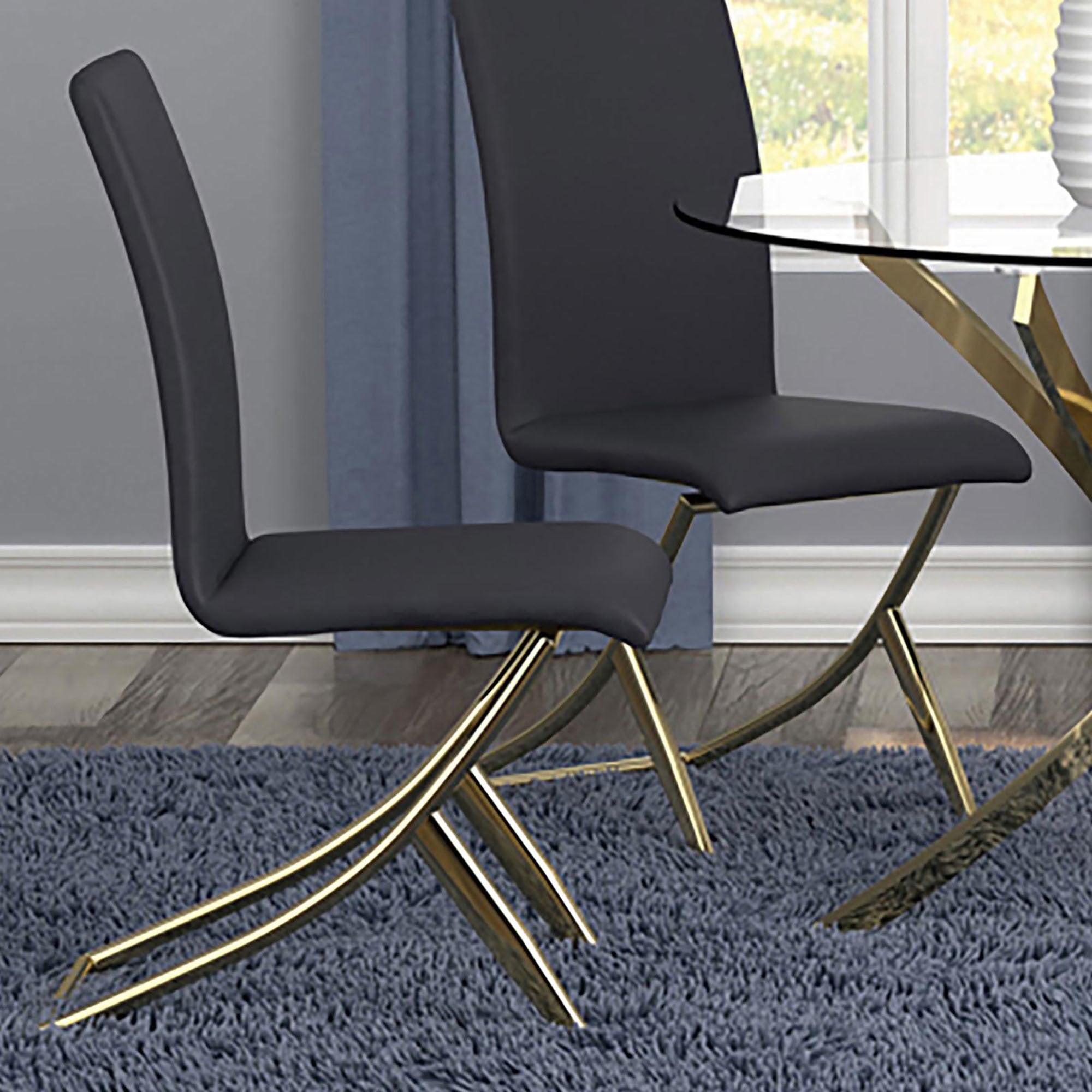 Black and Brass Dining Chairs (Set of 2)