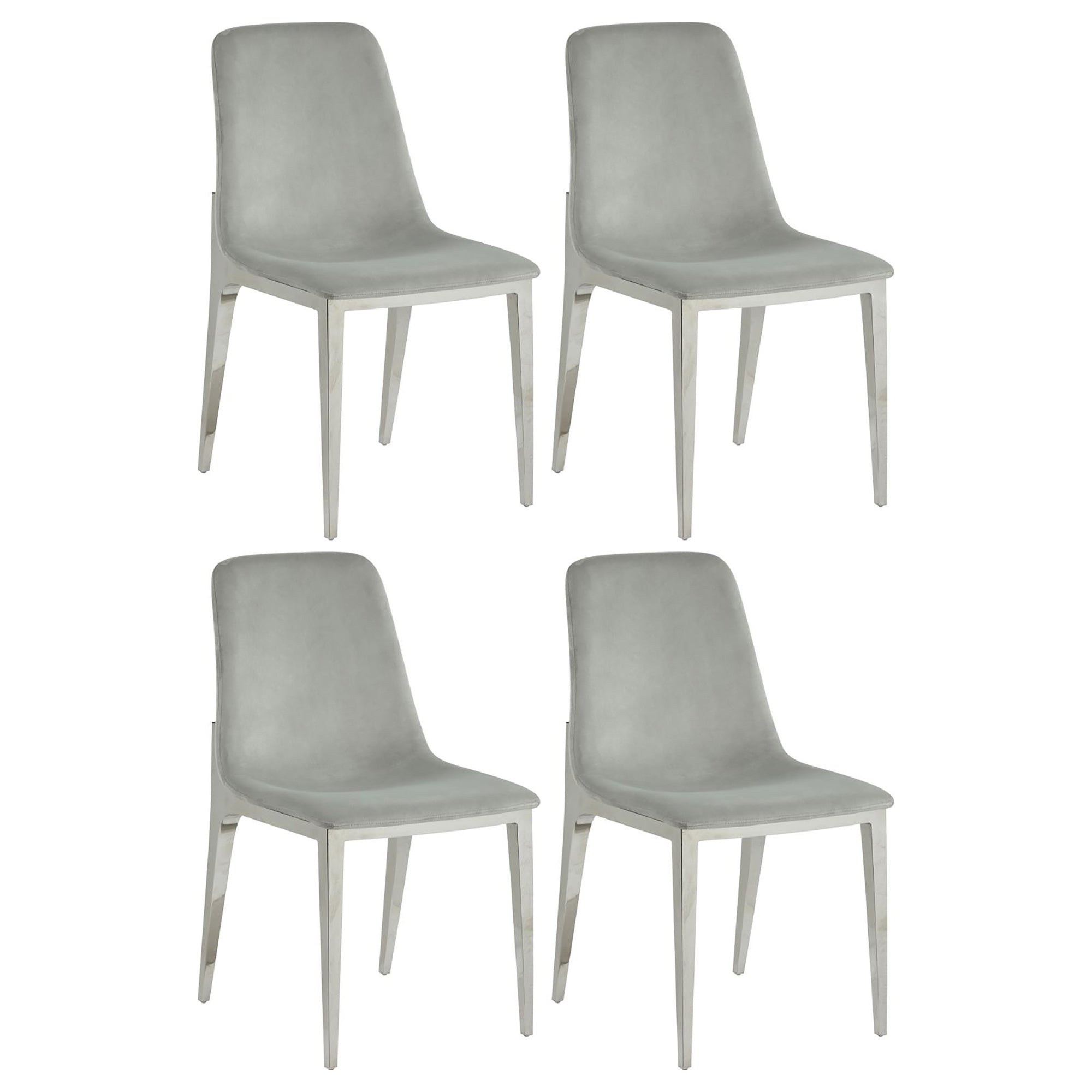 Light Grey and Chrome Side Chairs (Set of 4)