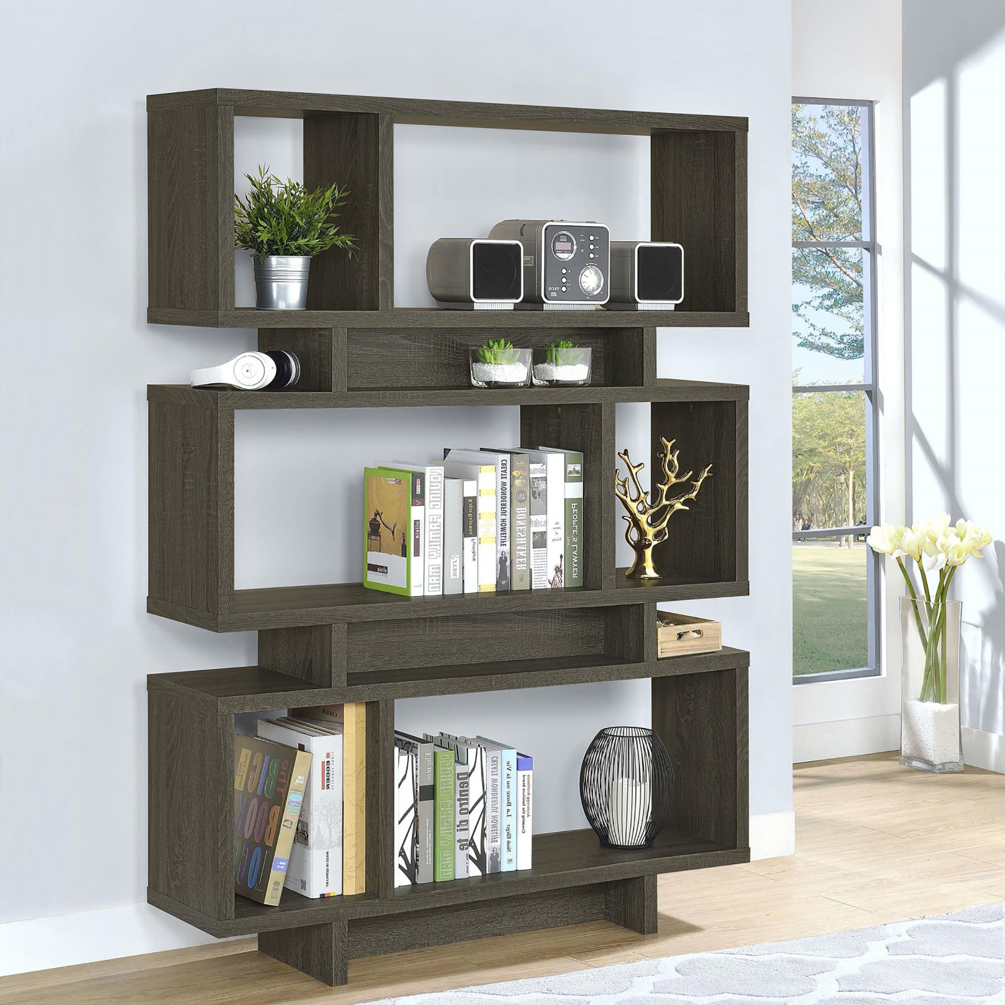 Weathered Grey 5-Shelf Bookcase