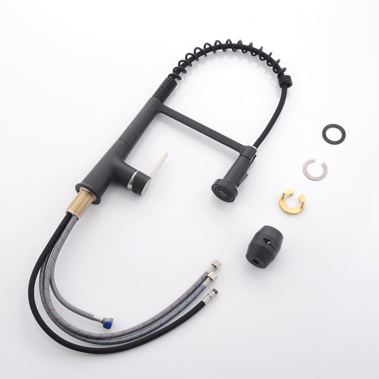 Faucet for Kitchen Sink, Black Kitchen Faucet with Pull Down Sprayer, Modern Commercial Spring Pull-Out Kitchen Sink Faucet
