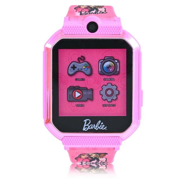 Mattel Barbie Childrens iTime Unisex Touchscreen Smart Watch with Silicone Strap and Metallic Pink Case 42MM
