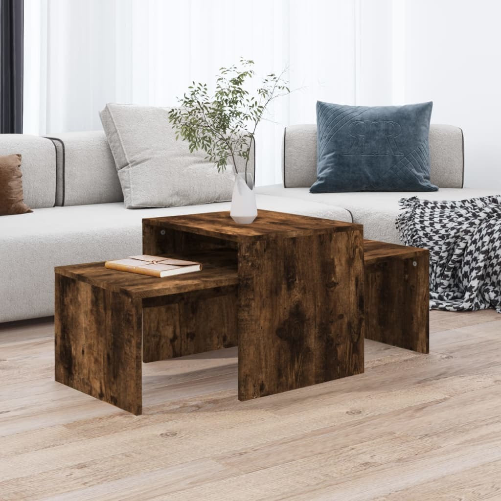 Coffee Table Set Smoked Oak 39.4"x18.9"x15.7" Engineered Wood