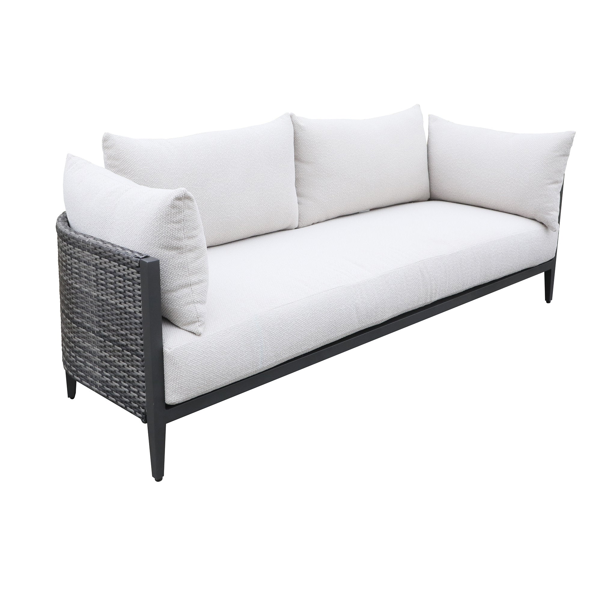 Outdoor Modern Wicker Sofa with Cushion, Gabardine