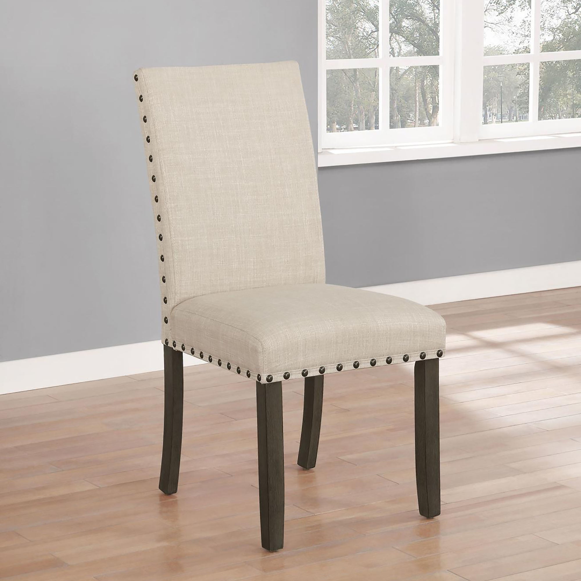 Beige and Rustic Brown Upholstered Side Chair (Set of 2)