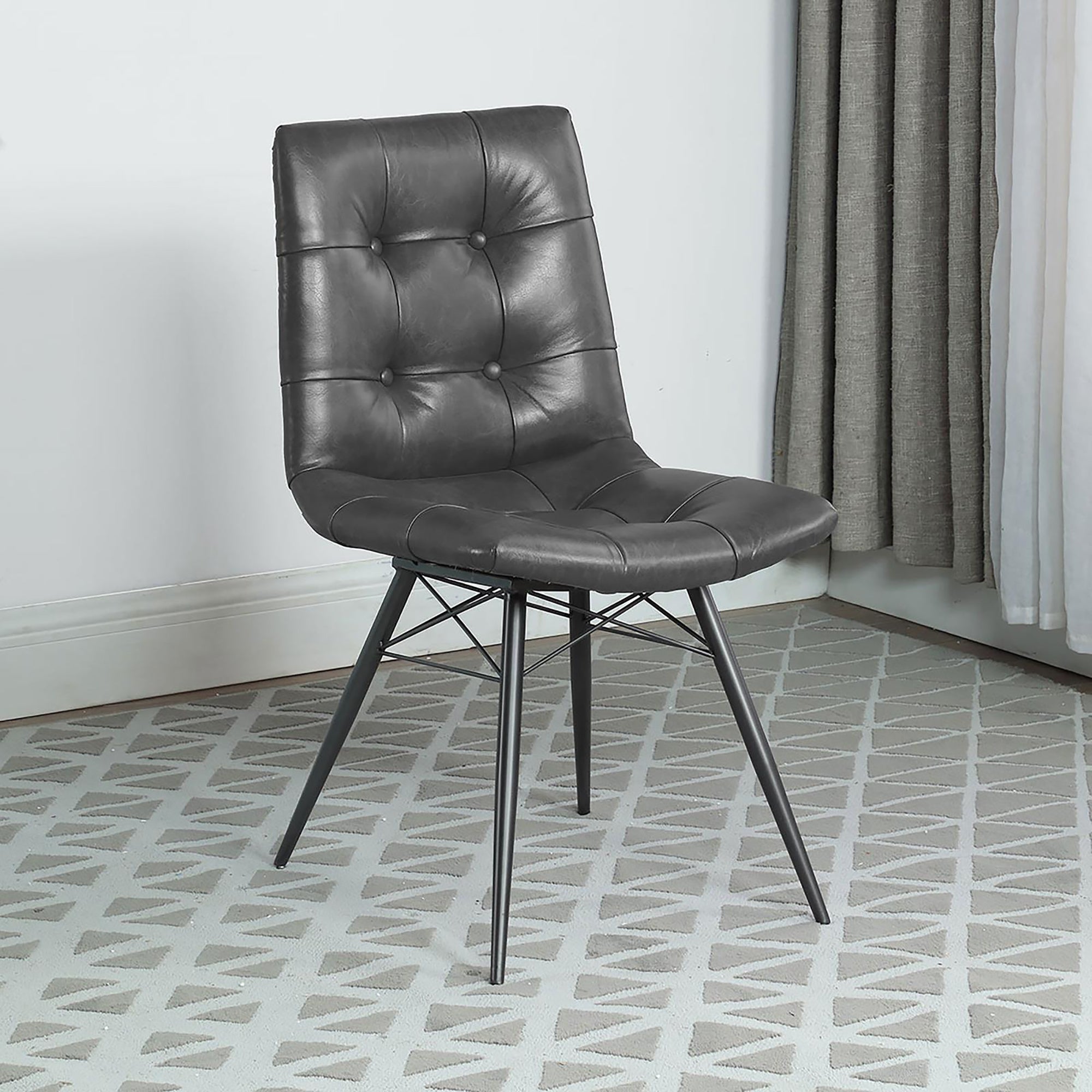 Charcoal and Gunmetal Tufted Back Dining Chairs (Set of 4)