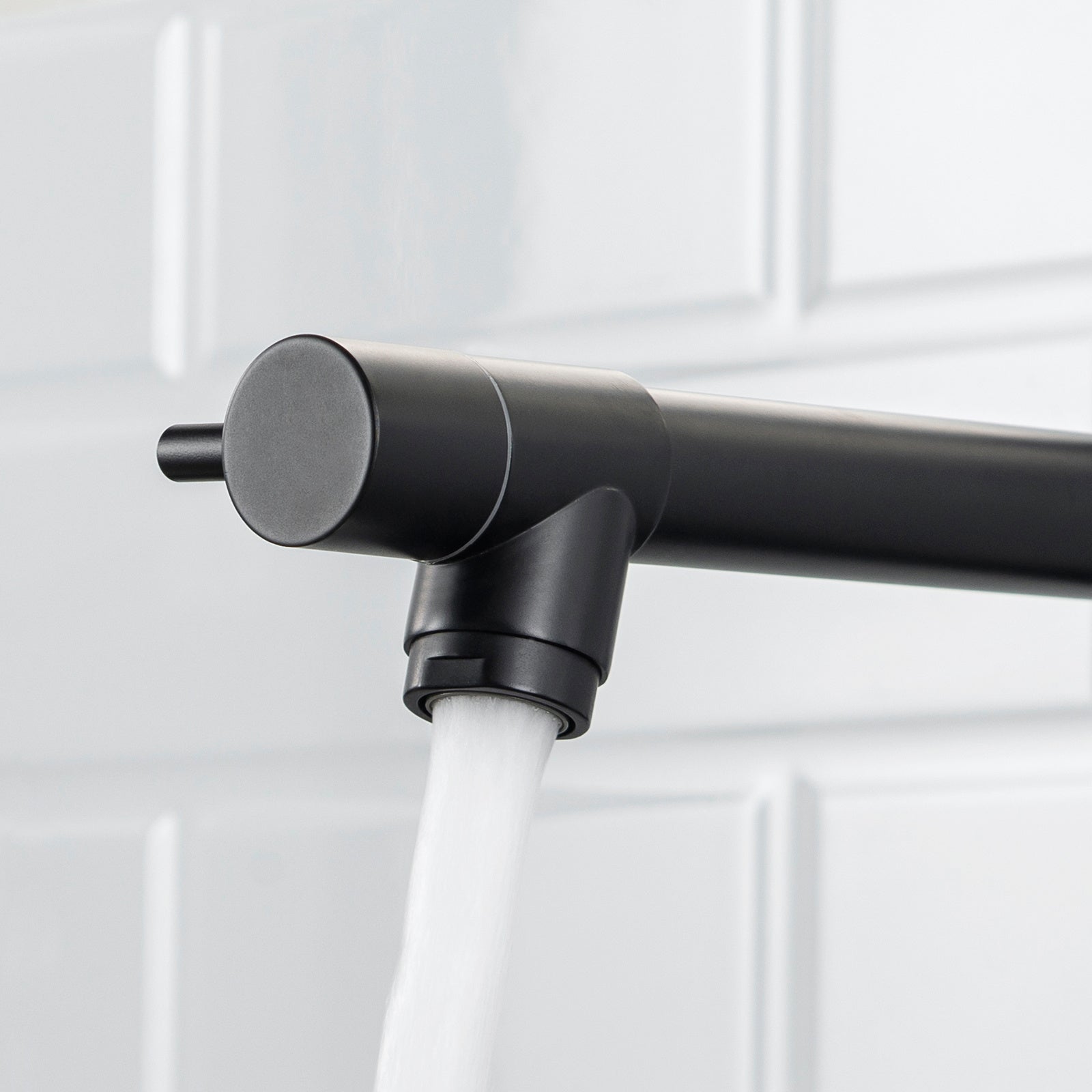 Heavy Duty Commercial Style Kitchen Sink Faucet, Single Handle Pre-Rinse Spring Sprayer Kitchen Faucets, High Arc Pull Down Matte Black Kitchen Faucet