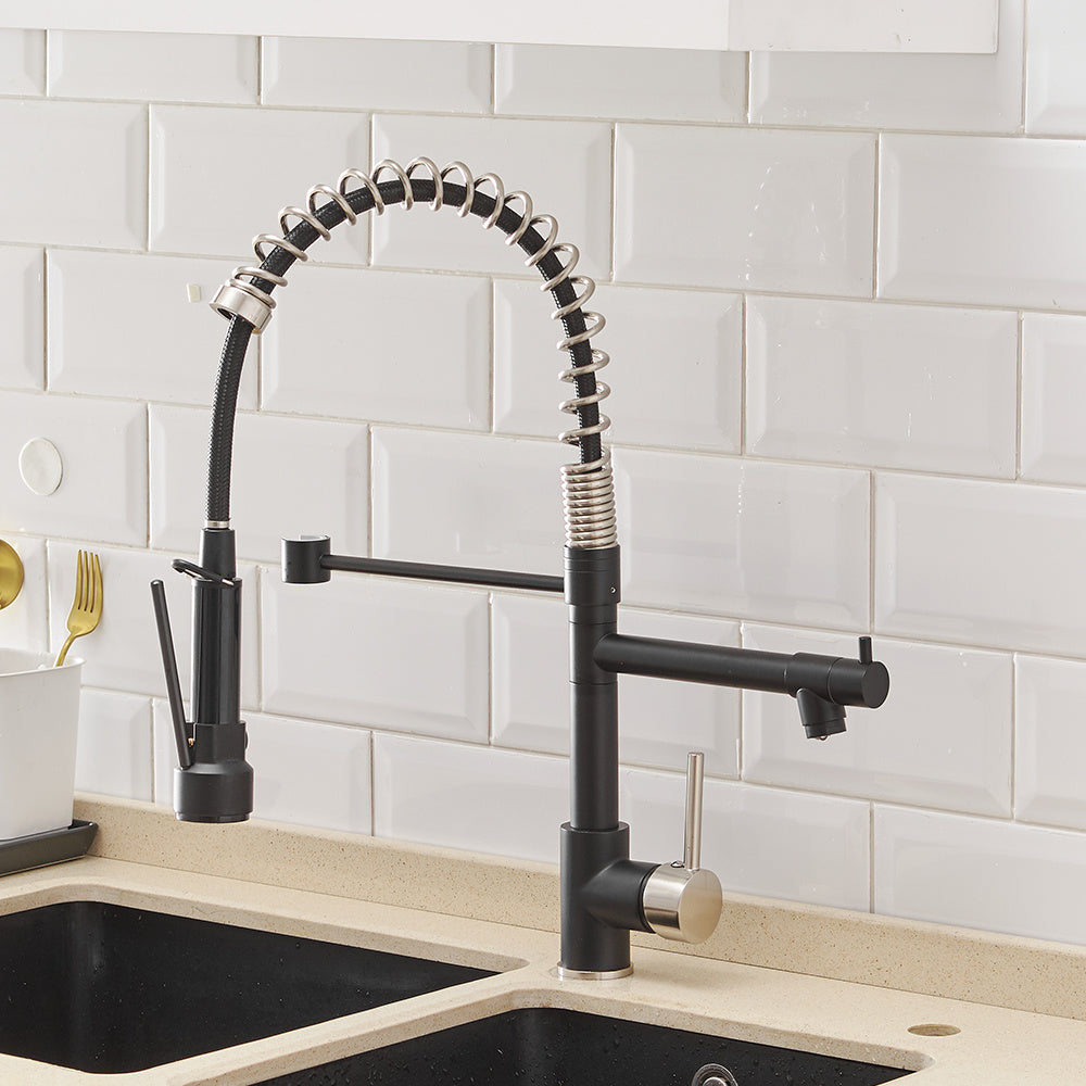Commercial Kitchen Faucet with Pull Down Sprayer, Single Handle Single Lever Kitchen Sink Faucet