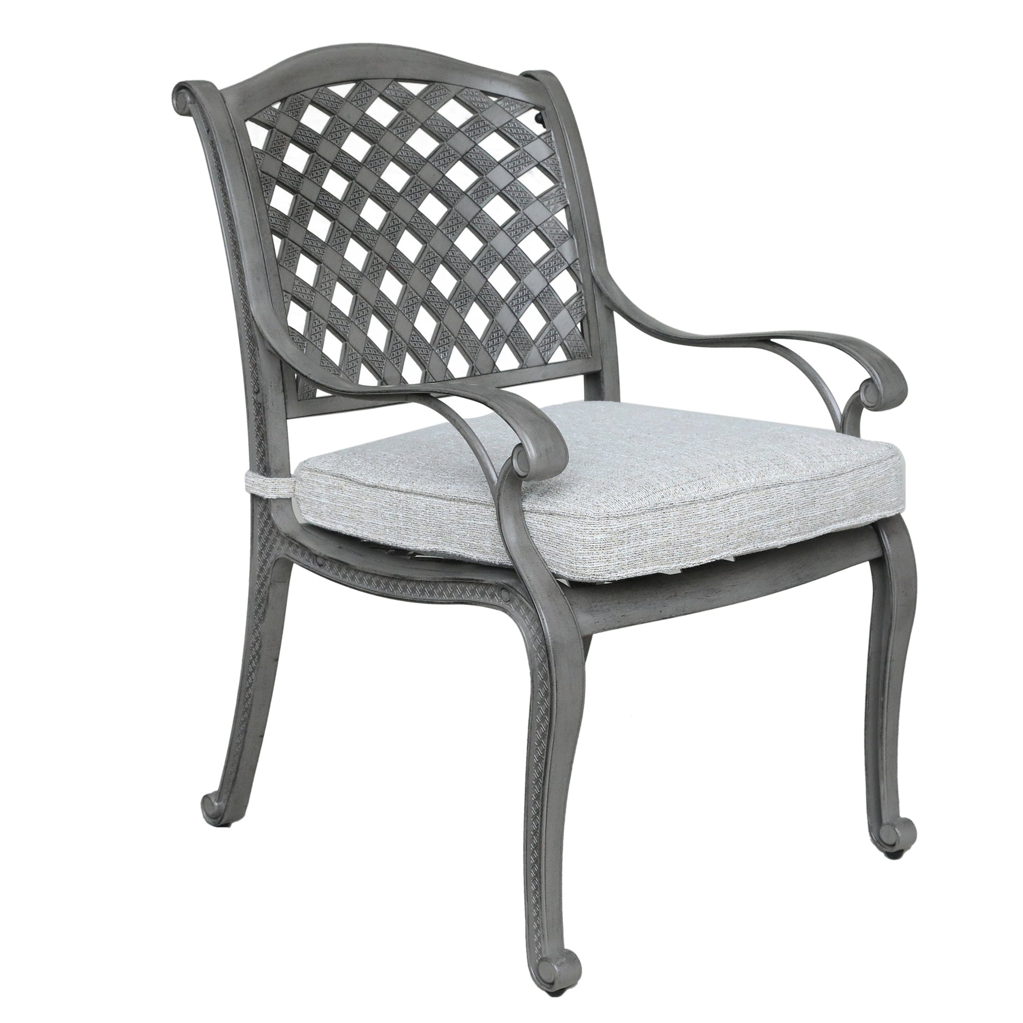 Indoor Outdoor Aluminum Dining Chair with Cushion, Golden Gauze