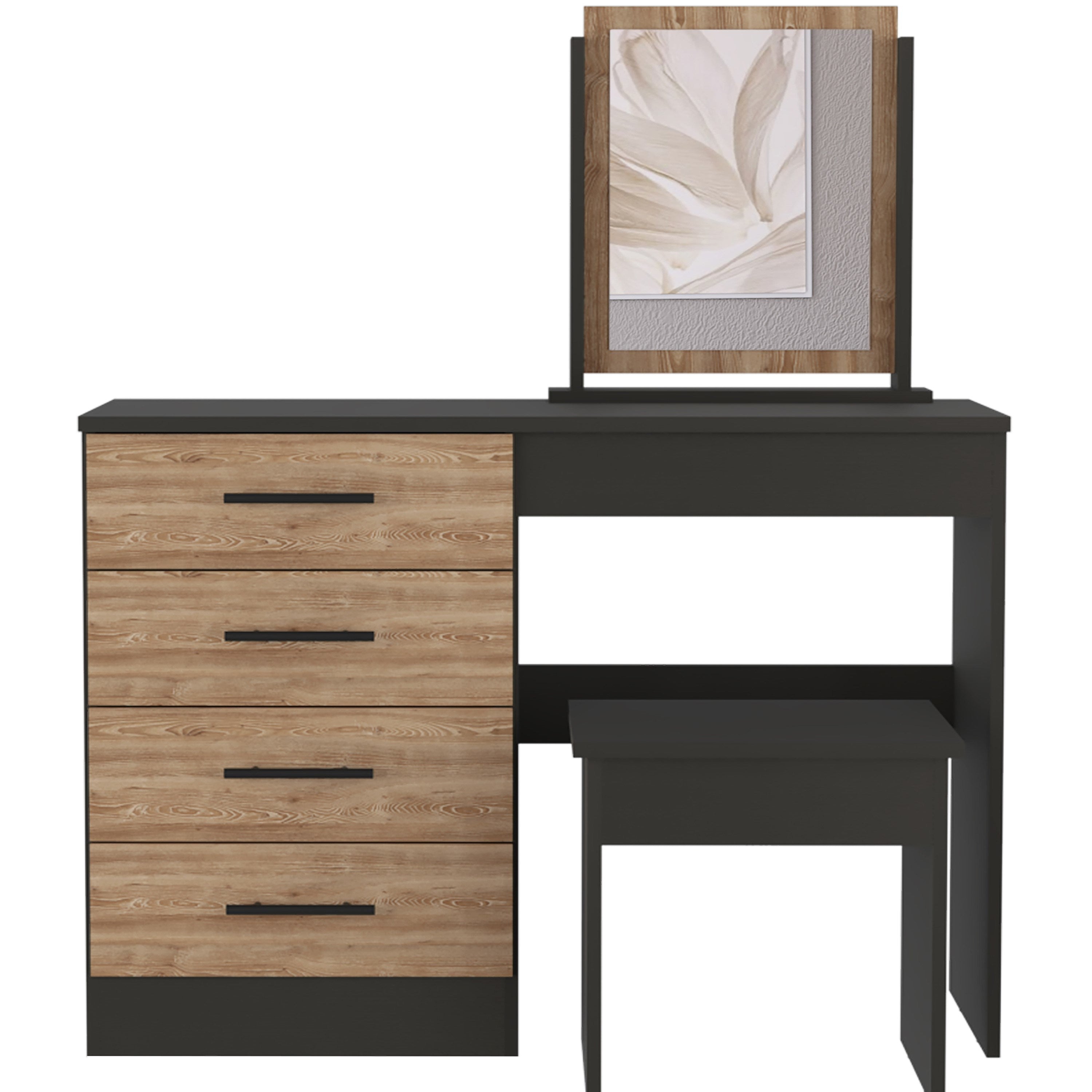 Makeup Dressing Table Roxx, Bedroom, Black / Pine