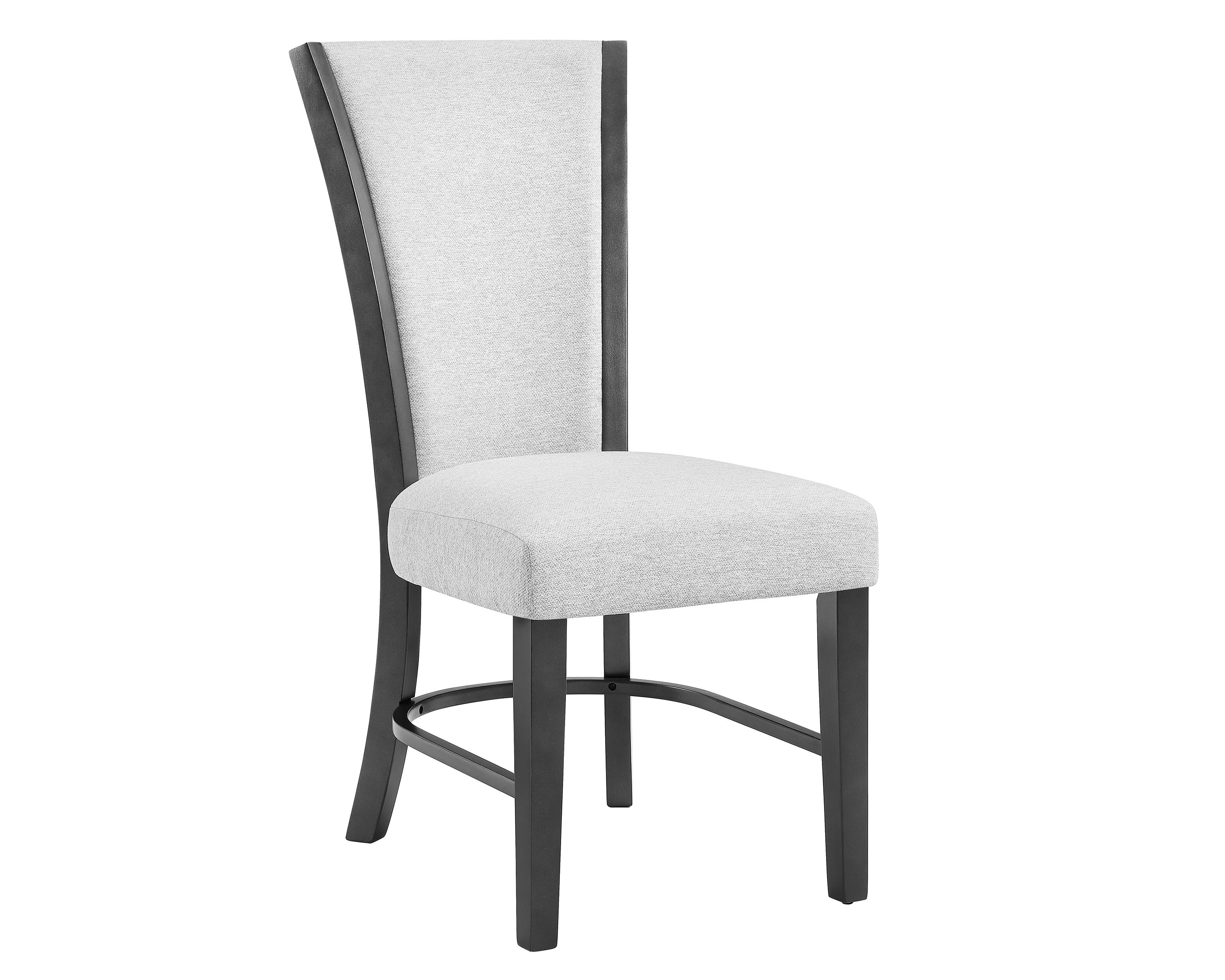 2pc Contemporary Glam Upholstered Dining Side Chair Padded Dove Gray Fabric Upholstery Seat Back Wooden Furniture
