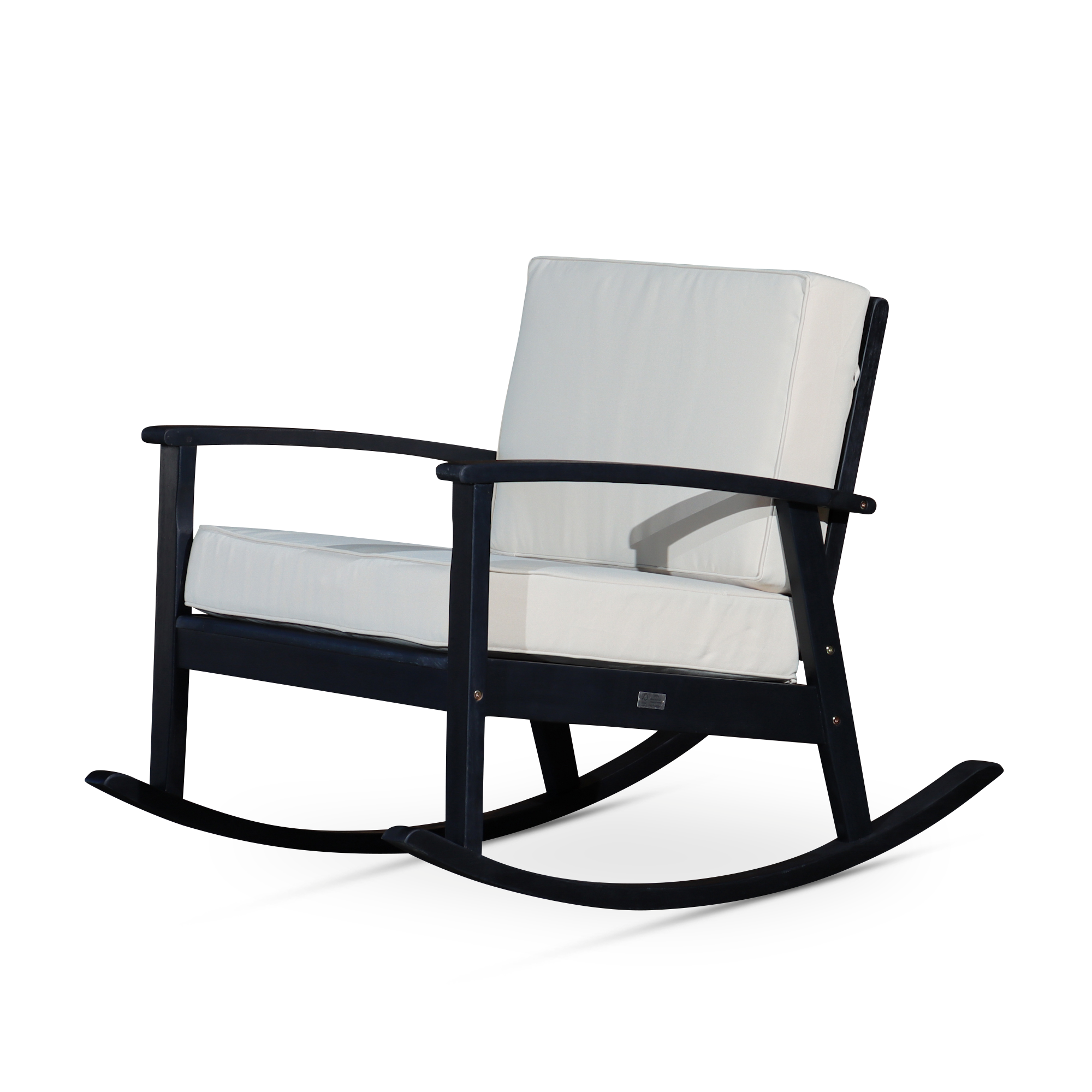 Eucalyptus Rocking Chair with Cushions, Espresso Finish, Sand Cushions