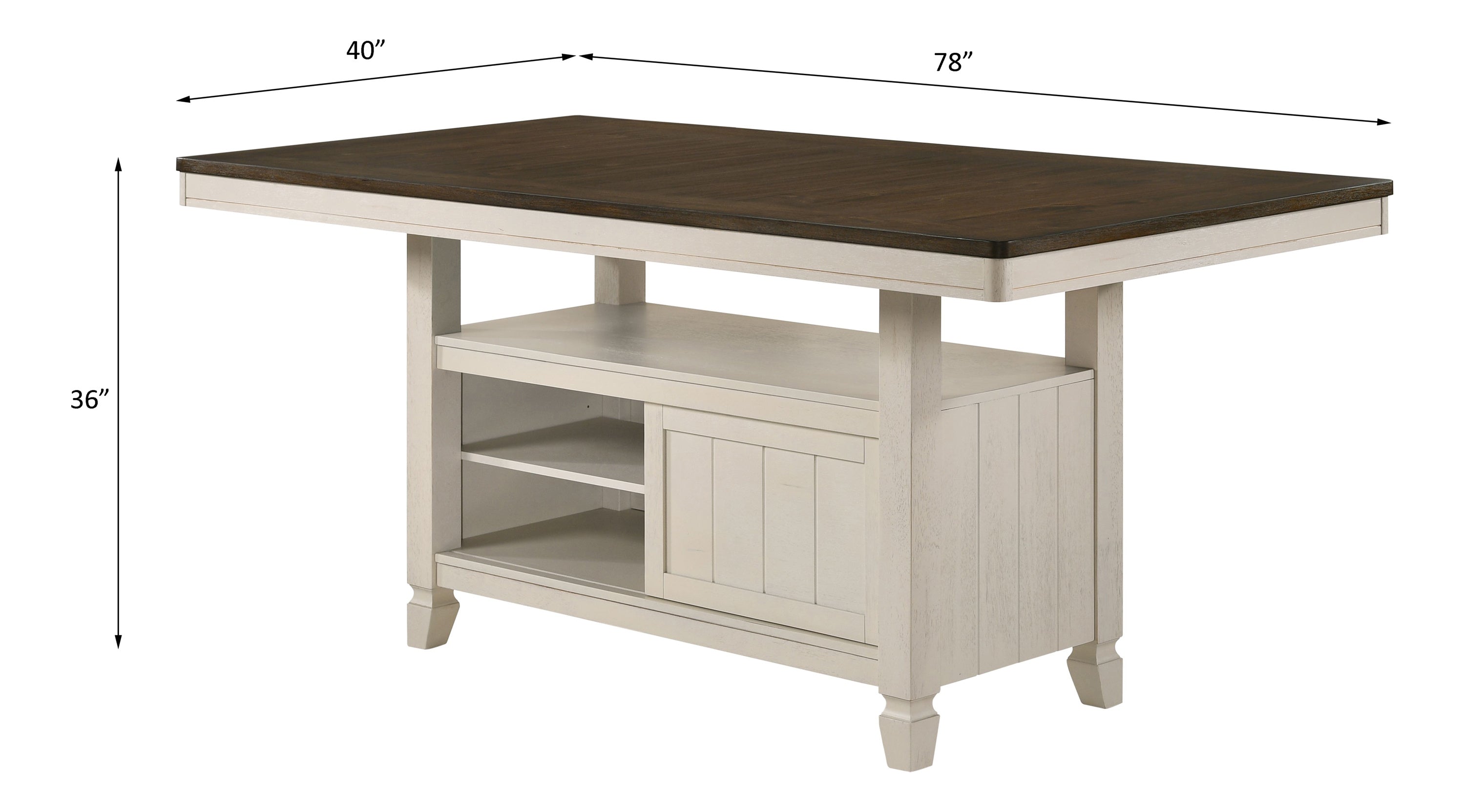 ACME Tasnim Counter Height Table, Oak & Antique White Finish 77180
