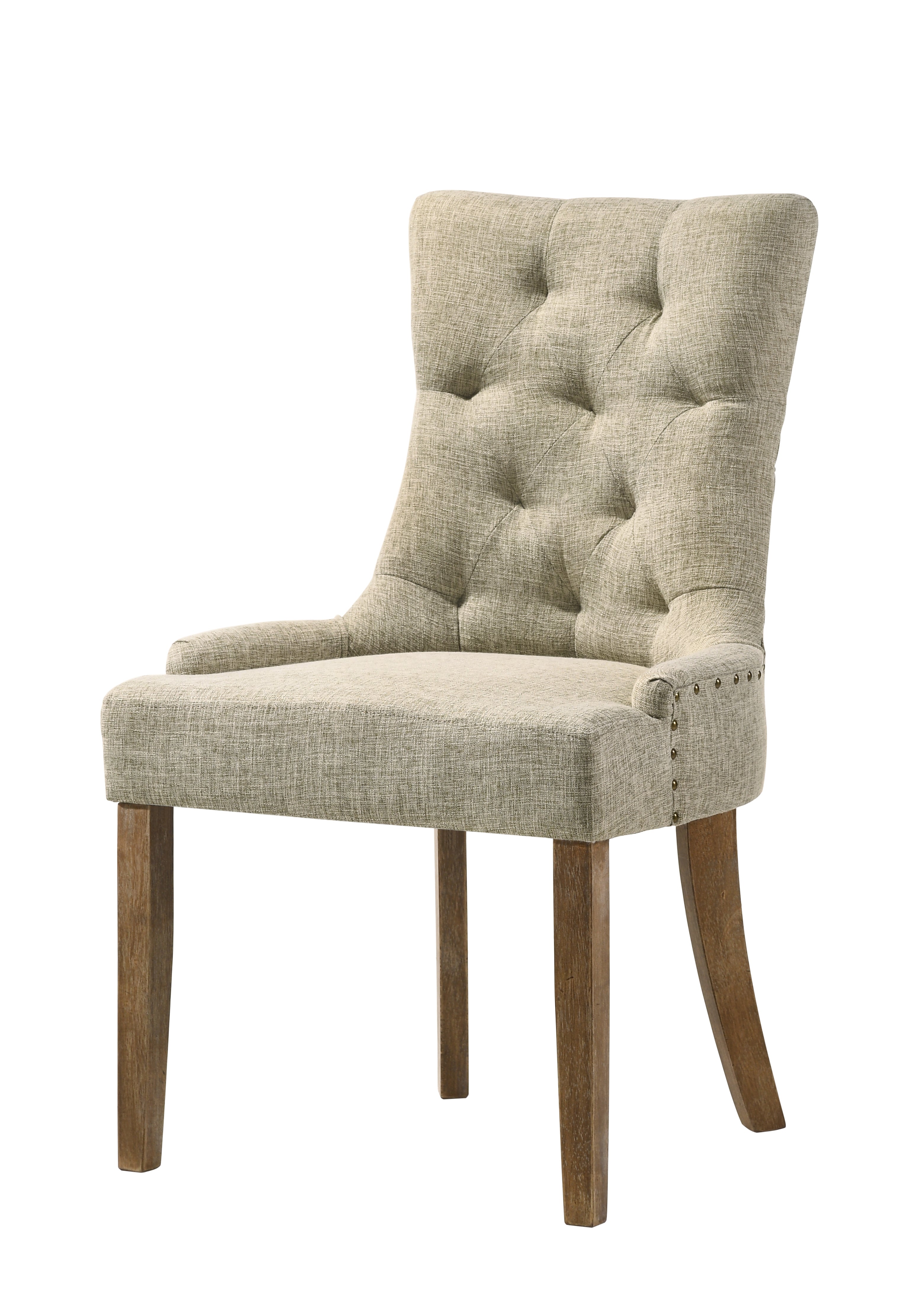 ACME Yotam Side Chair, Beige Fabric & Salvaged Oak Finish 77162