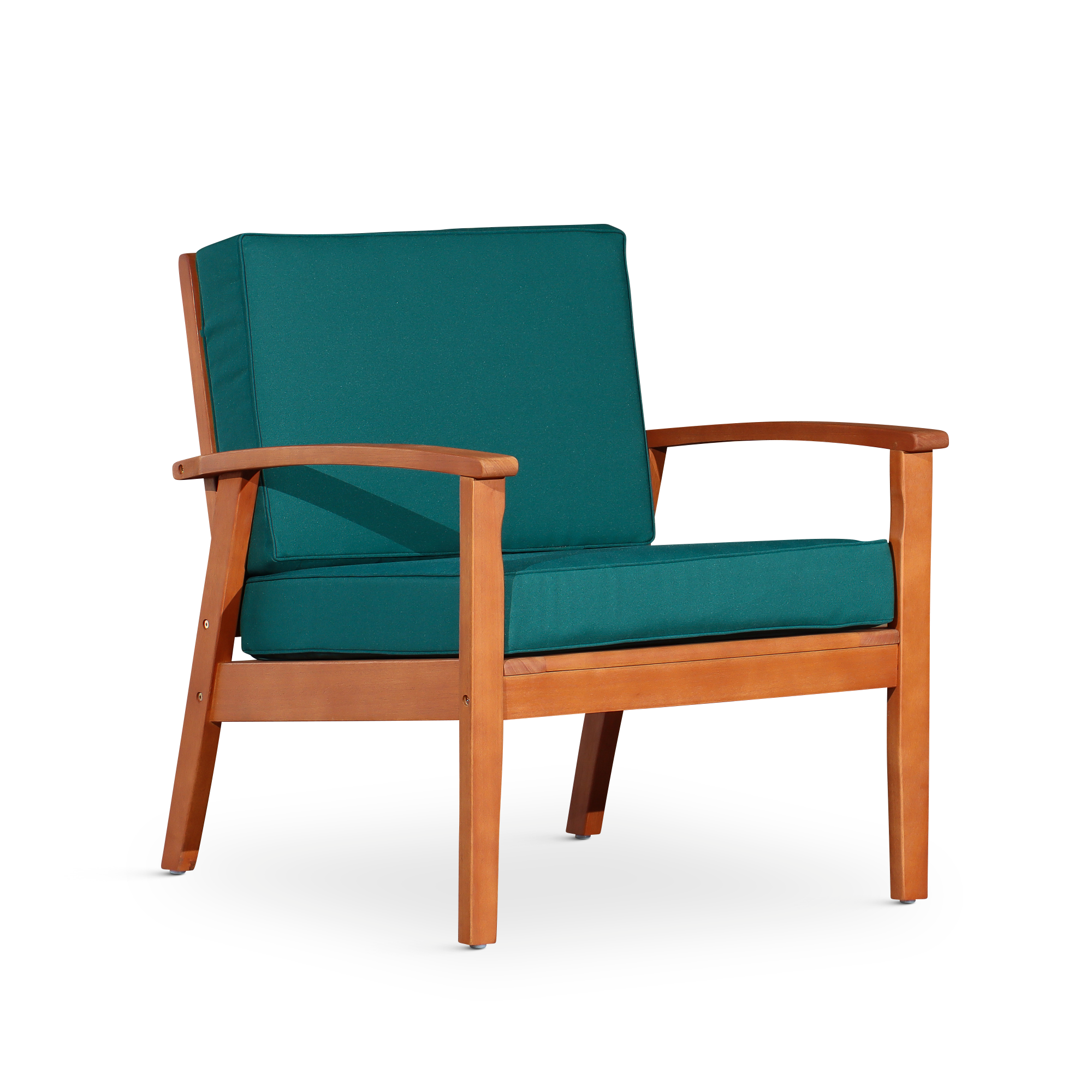 Deep Seat Eucalyptus Chair, Natural Oil Finish, Dark Green Cushions