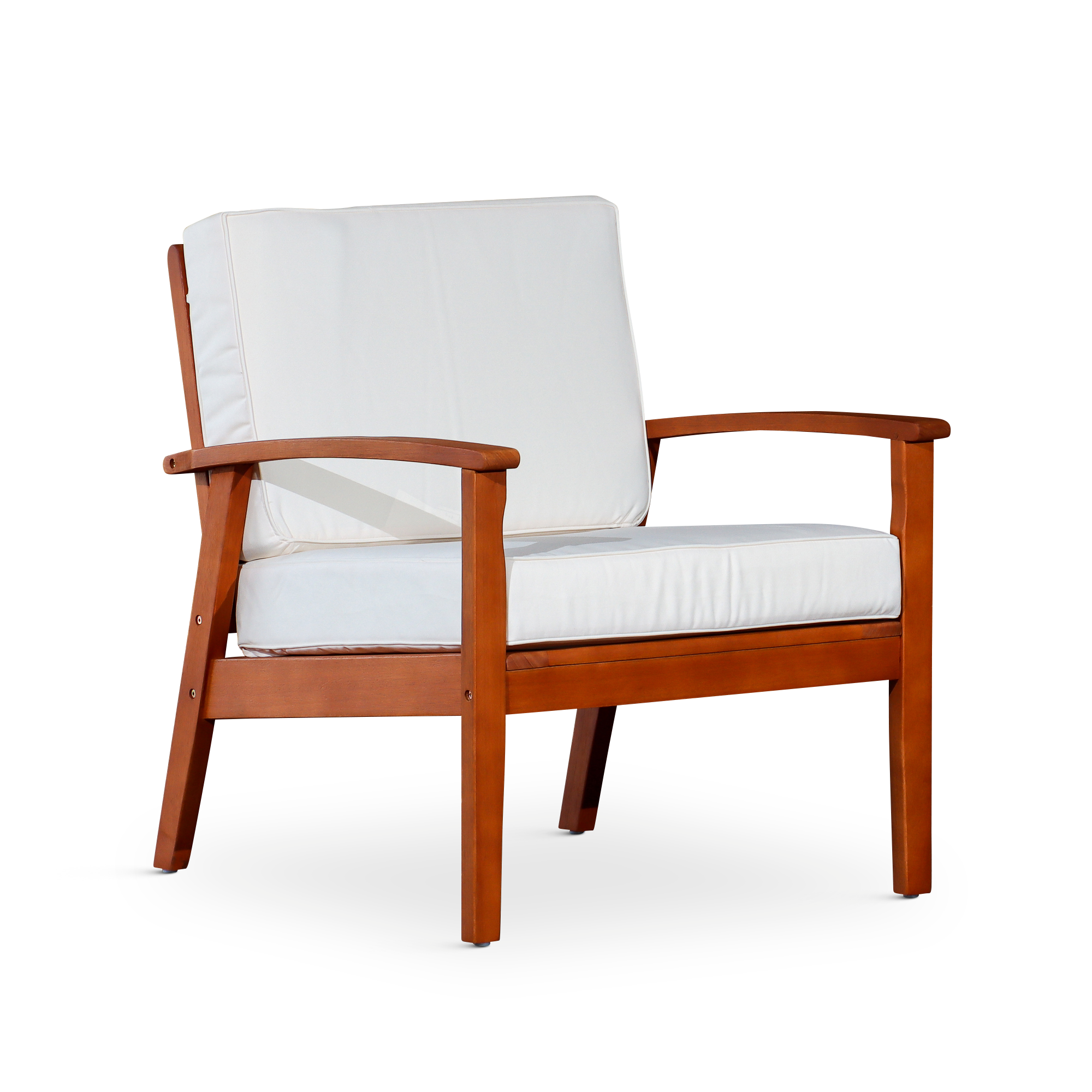 Deep Seat Eucalyptus Chair, Natural Oil Finish, Cream Cushions